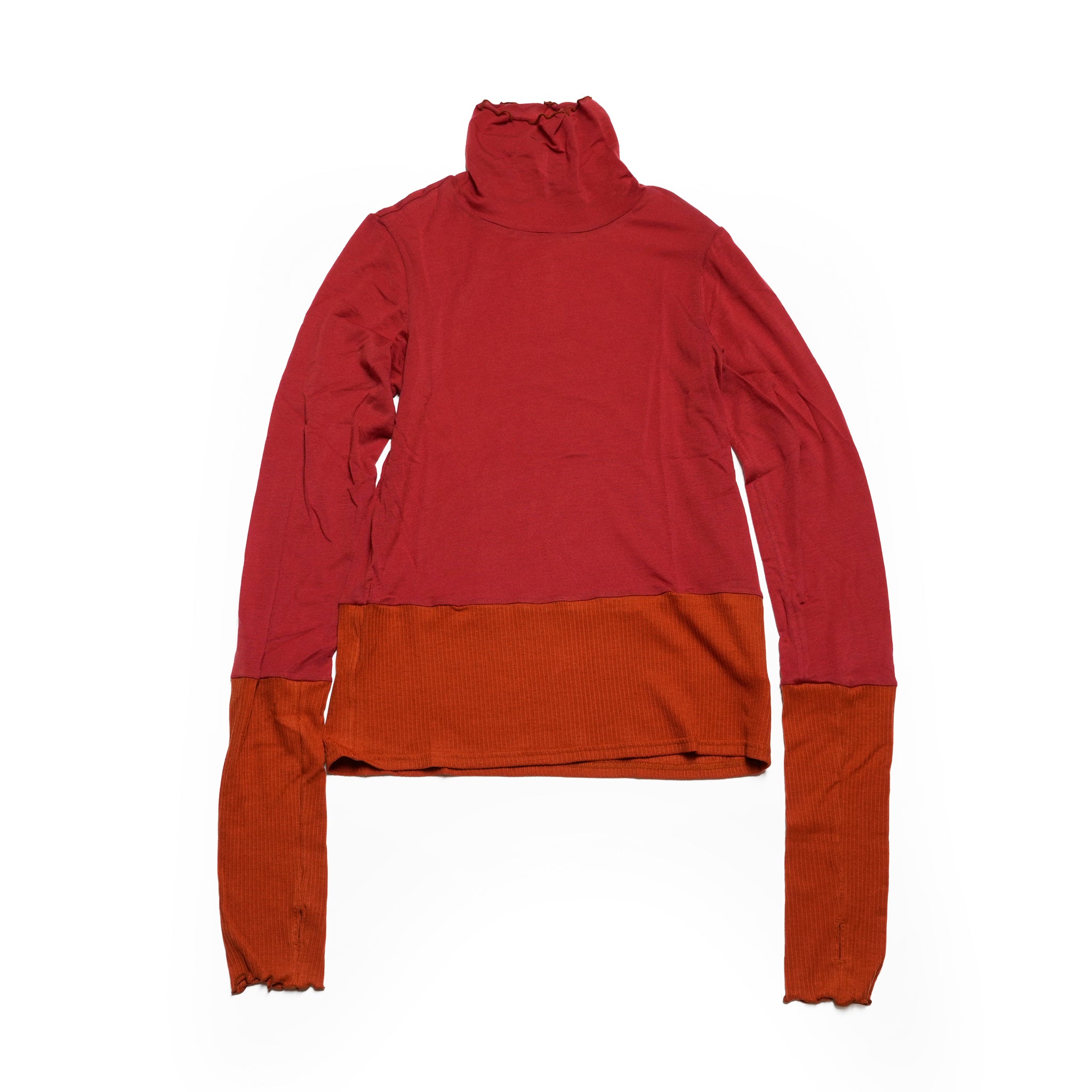 cashmere silk color block turtle – Light Blue / Red | WHYTO