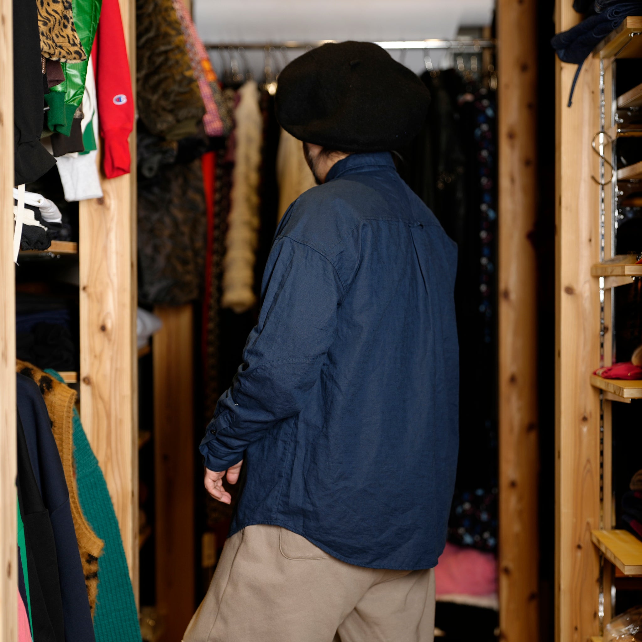 M-2410453 | Linen Shirts | Color:Pink/Navy/Snad【MODEM DESIGN_モデムデザイン】