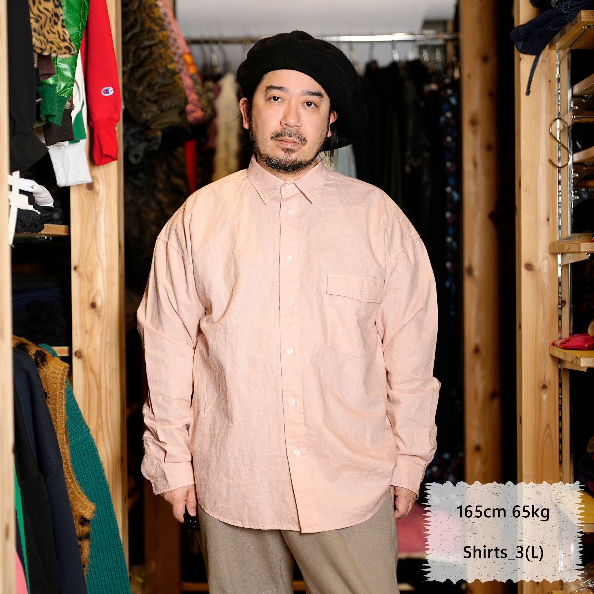 M-2410453 | Linen Shirts | Color:Pink/Navy/Snad【MODEM DESIGN_モデムデザイン】