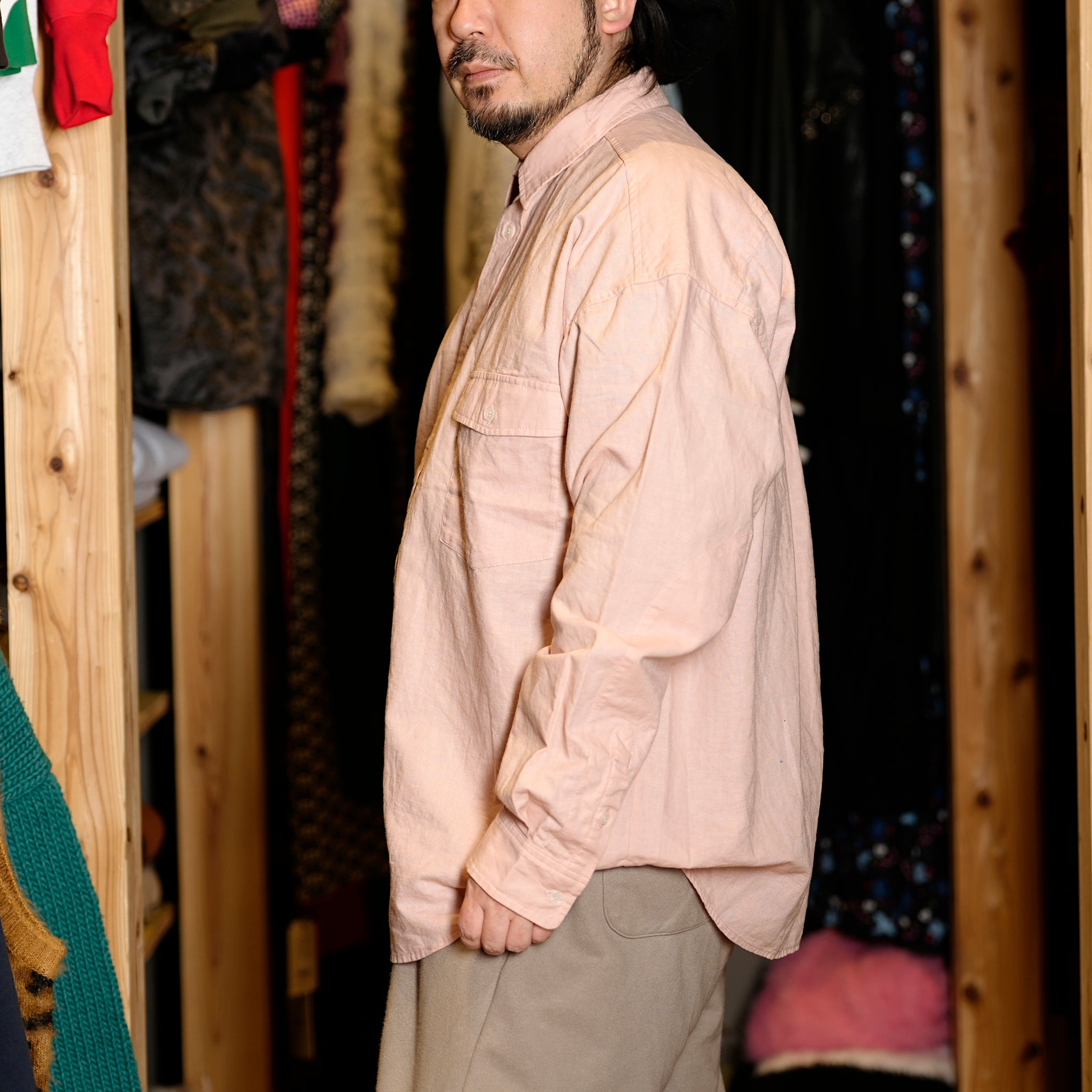 M-2410453 | Linen Shirts | Color:Pink/Navy/Snad【MODEM DESIGN_モデムデザイン】