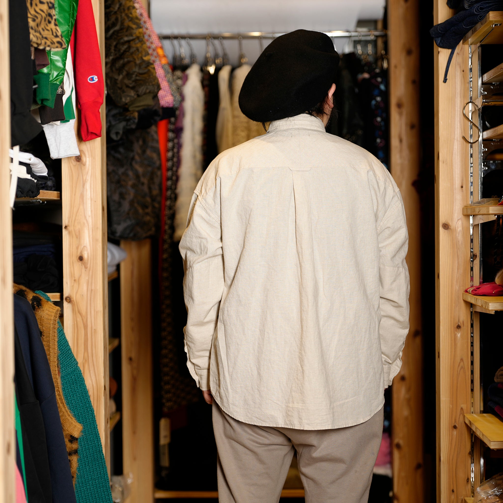 M-2410453 | Linen Shirts | Color:Pink/Navy/Snad【MODEM DESIGN_モデムデザイン】