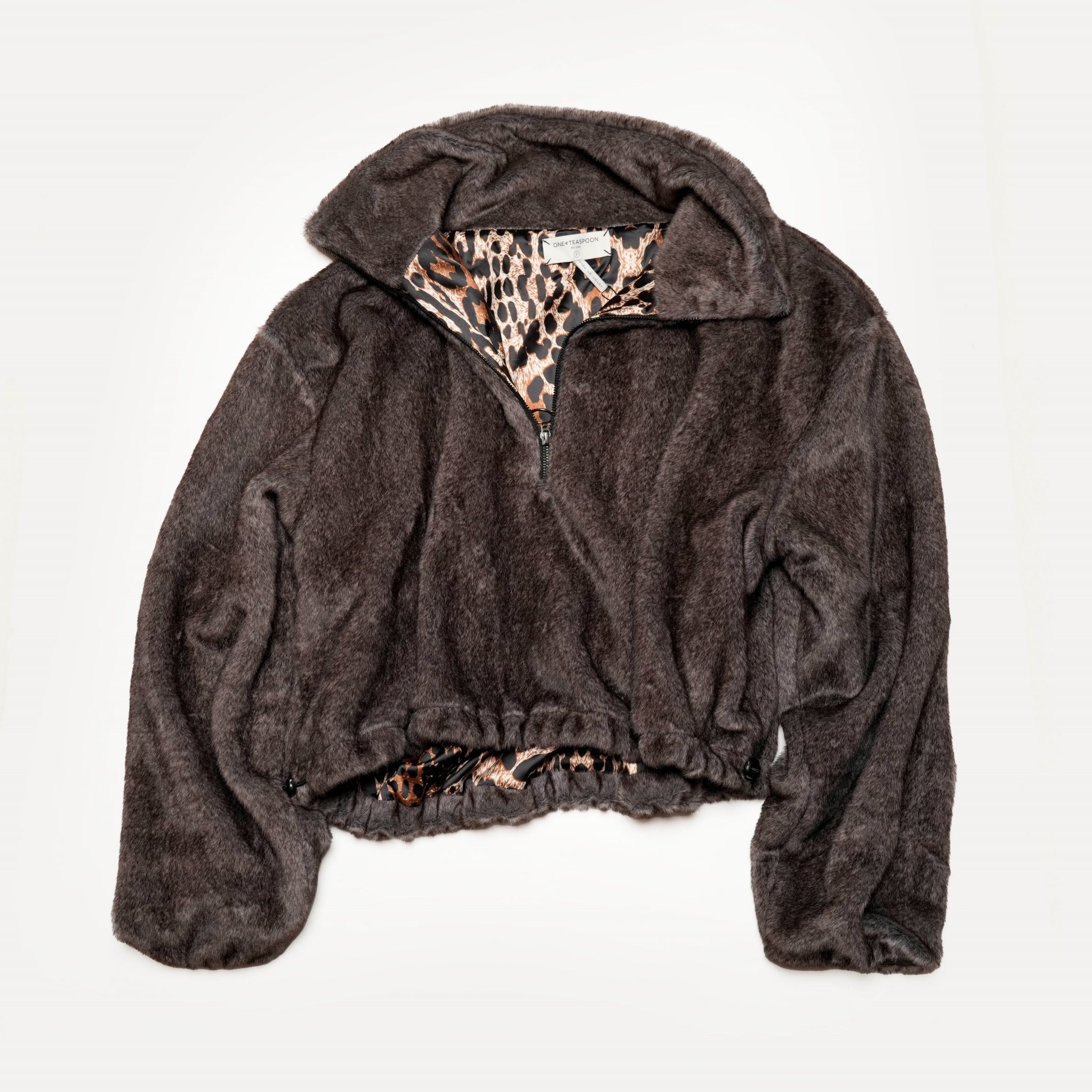 26471A_Ash | SAUVAGE FAUX FUR CROPPED PULLOVER JACKET | Color:Ash【ONE TEASPOON_ワンティースプーン】【archive】