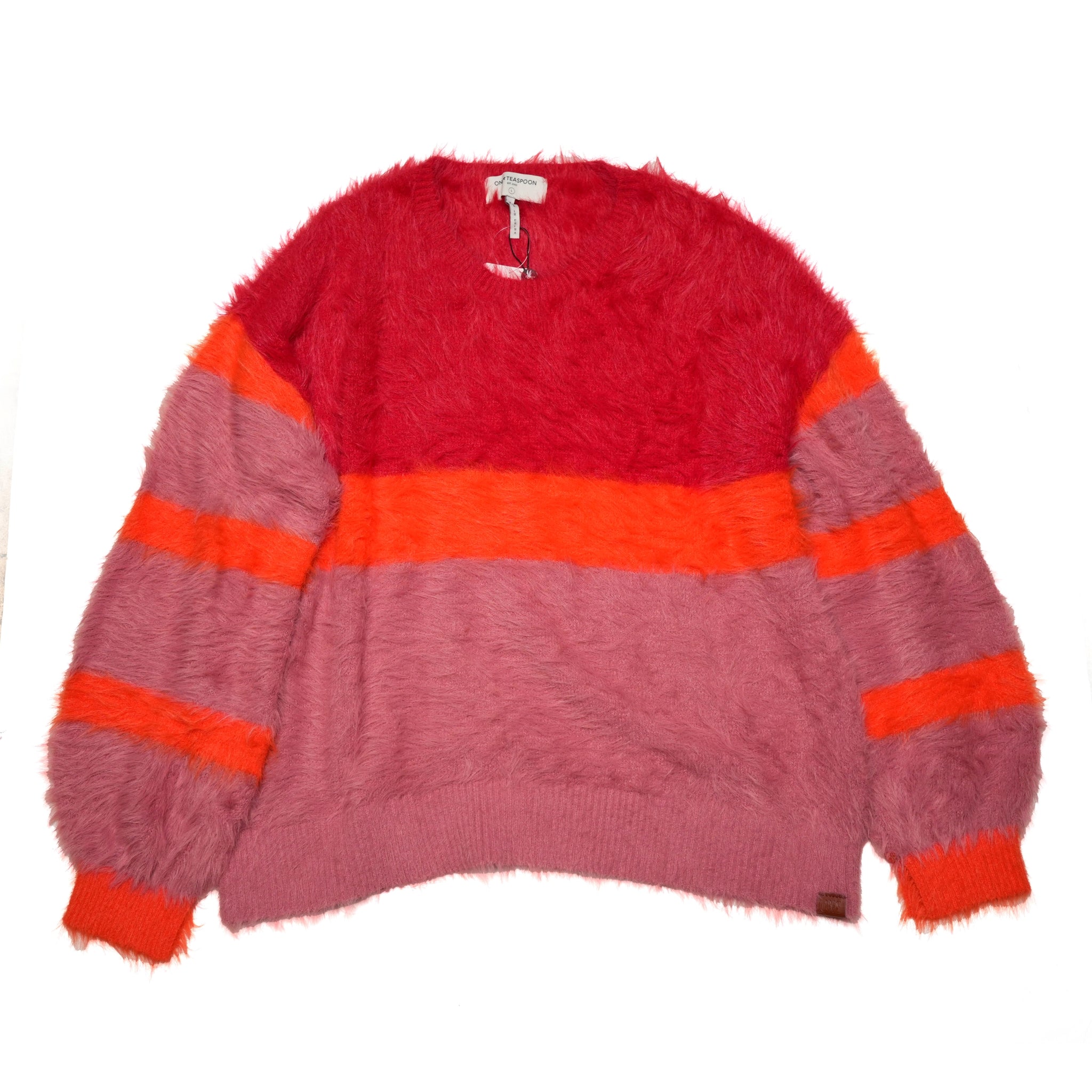 FLUFFY COLOUR BLOCK SWEATER – SUNSET | ONE TEASPOON