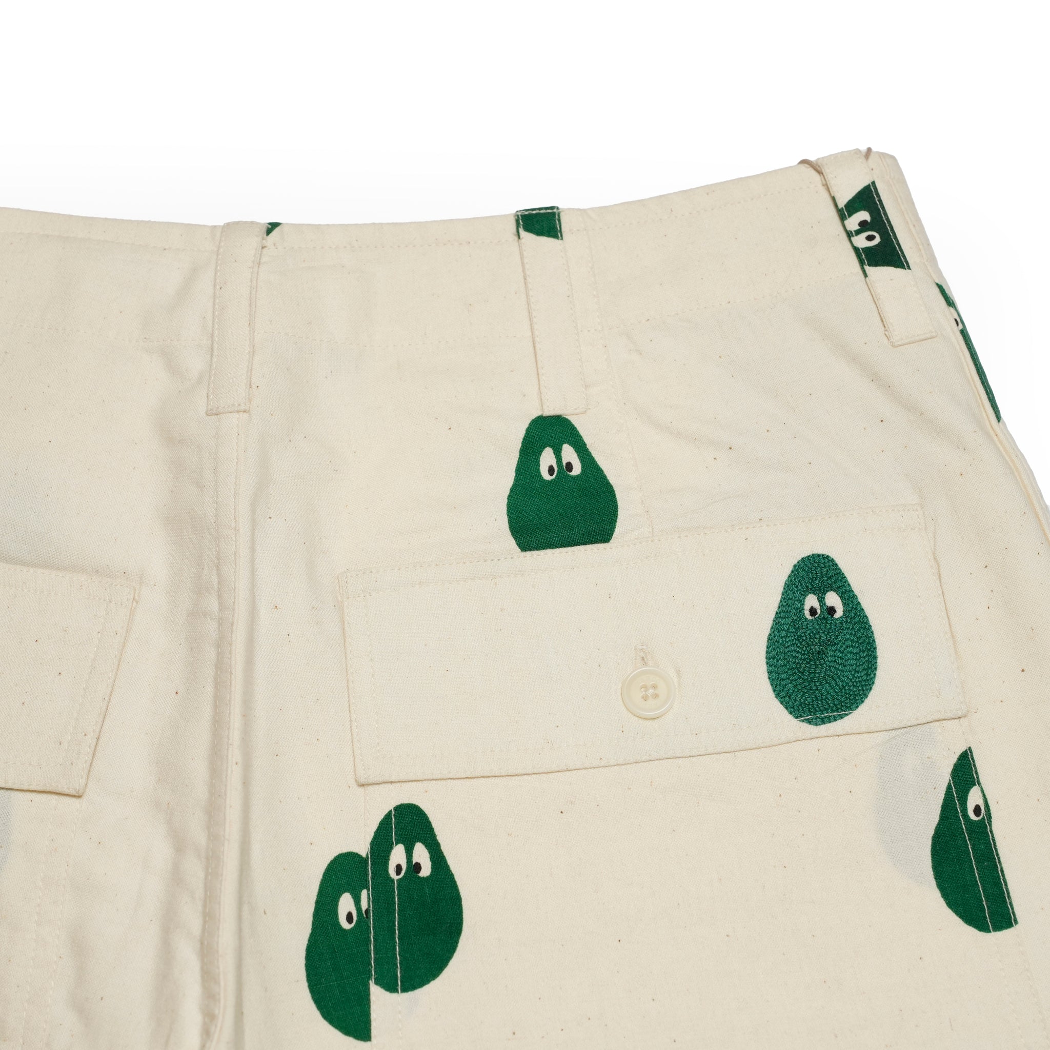 Moniker-6_Avocado | Khadi Hand Spun Yarn Handwoven Undyed Fatigue Short | Color:Avocado【MONITALY_モニタリー】【KARDO_カルド】