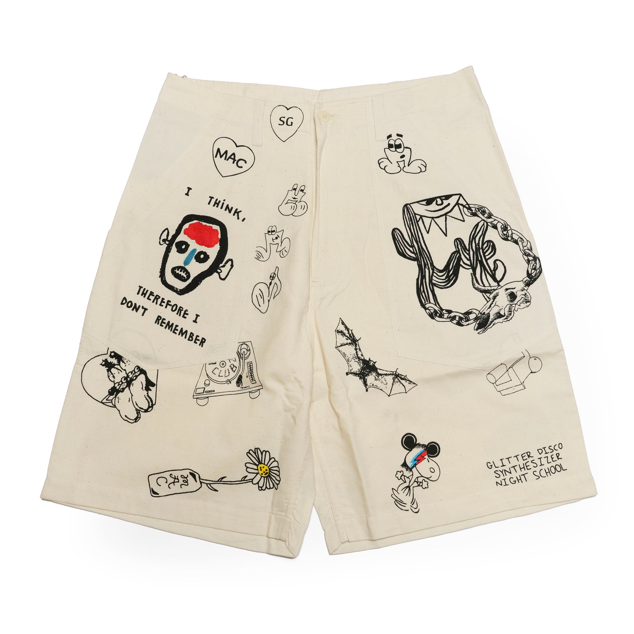 KARDO × MONITALY Fatigue Shorts | タトゥー風グラフィックと刺繍アートが融合したユーティリティショーツ