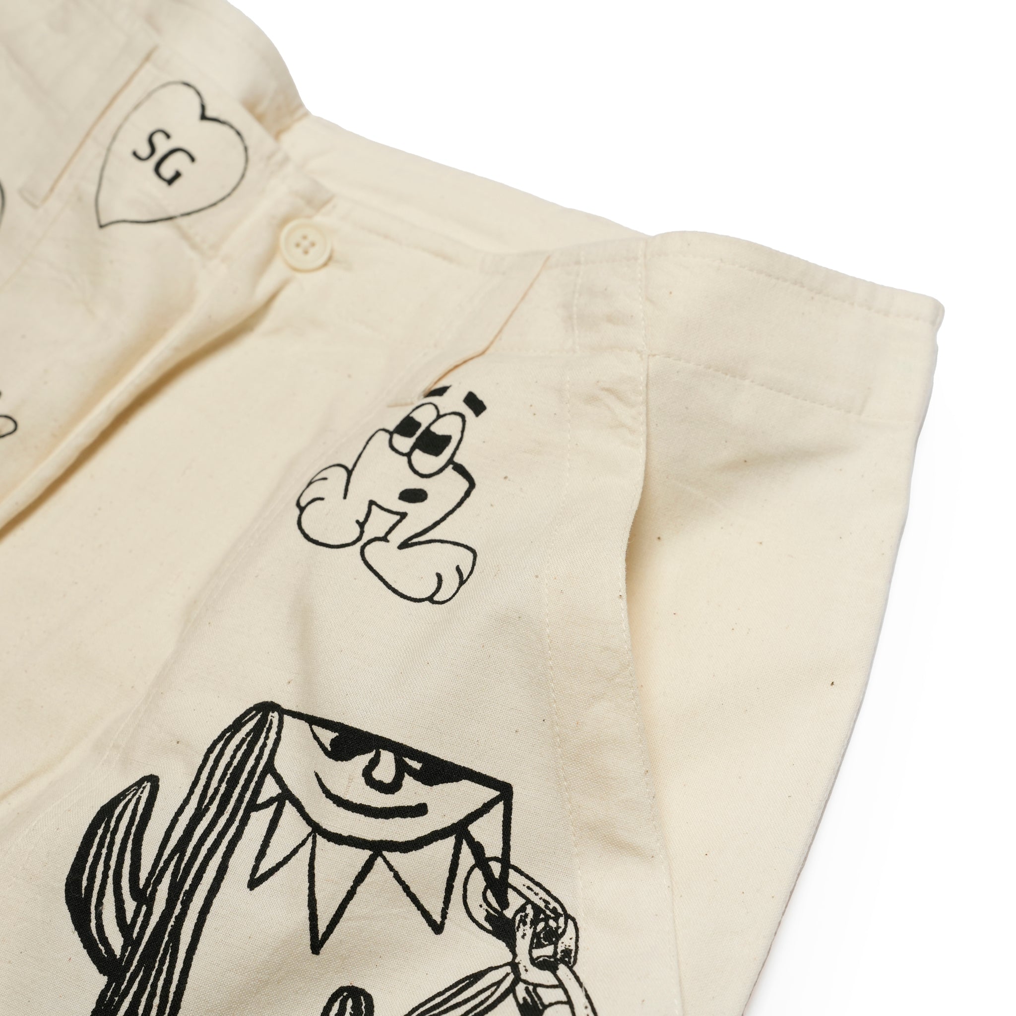 Moniker-5_Jacob Tatoo | Khadi Hand Spun Yarn Handwoven Undyed Fatigue Short | Color:Jacob Tatoo【MONITALY_モニタリー】【KARDO_カルド】