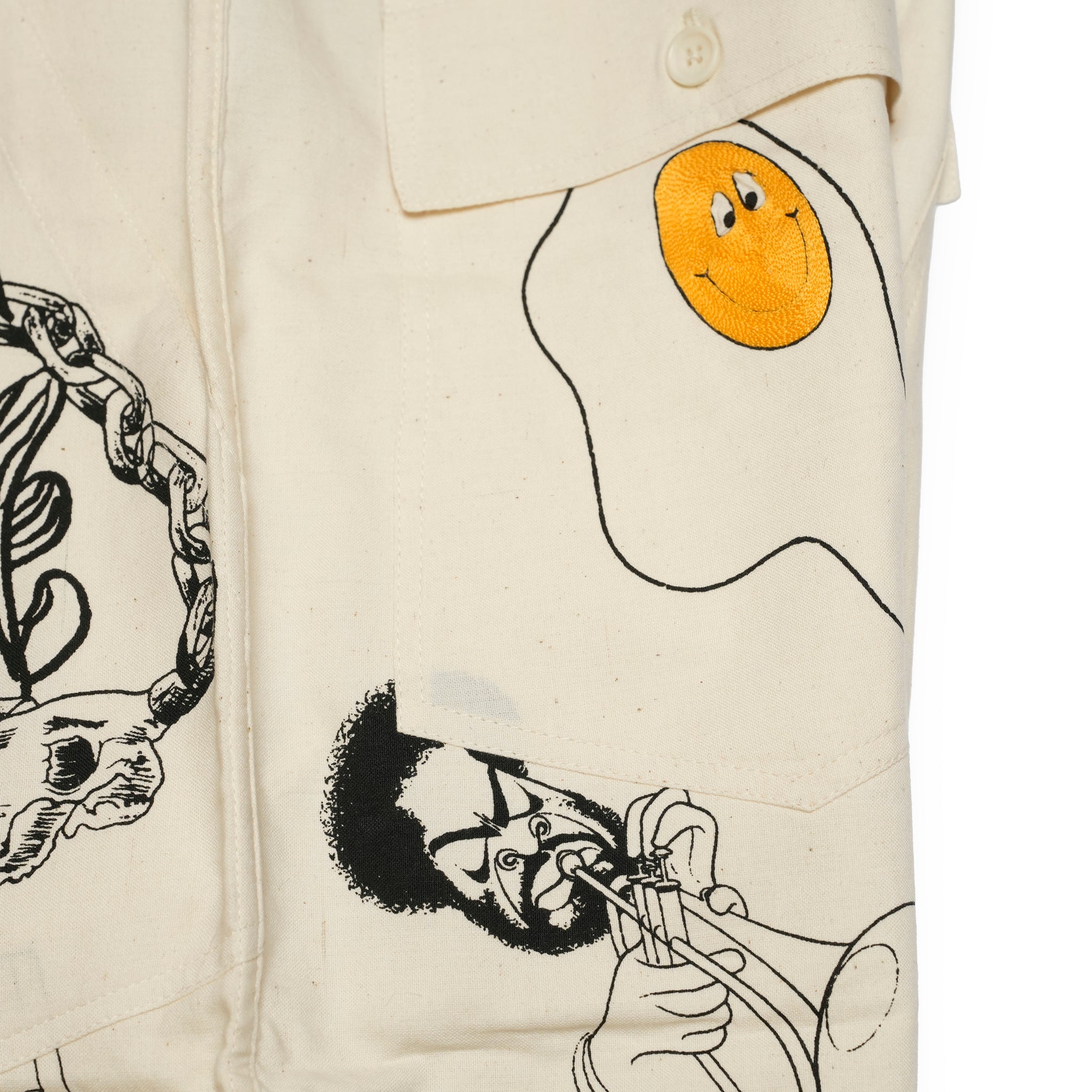 Moniker-5_Jacob Tatoo | Khadi Hand Spun Yarn Handwoven Undyed Fatigue Short | Color:Jacob Tatoo【MONITALY_モニタリー】【KARDO_カルド】