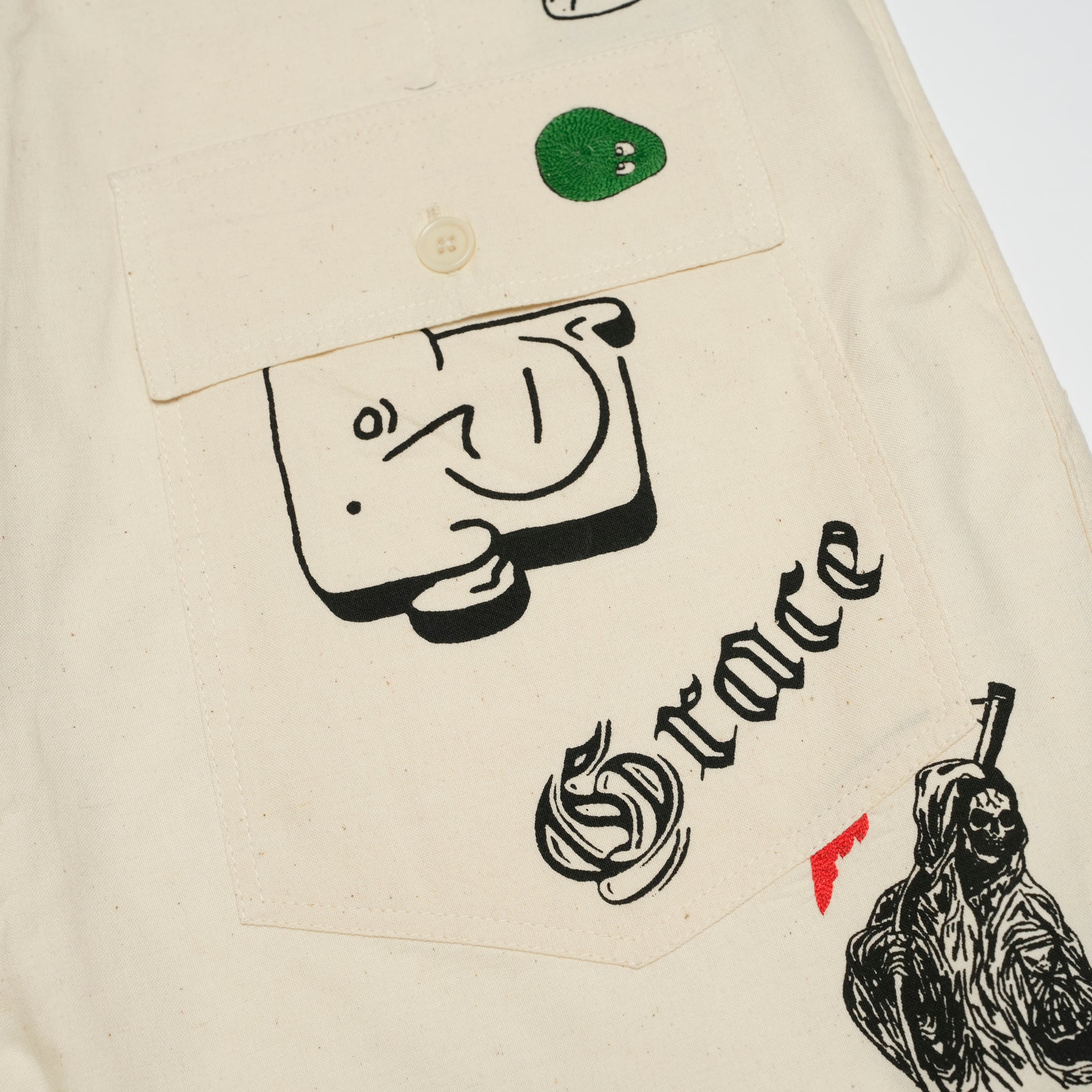 Moniker-5_Jacob Tatoo | Khadi Hand Spun Yarn Handwoven Undyed Fatigue Short | Color:Jacob Tatoo【MONITALY_モニタリー】【KARDO_カルド】