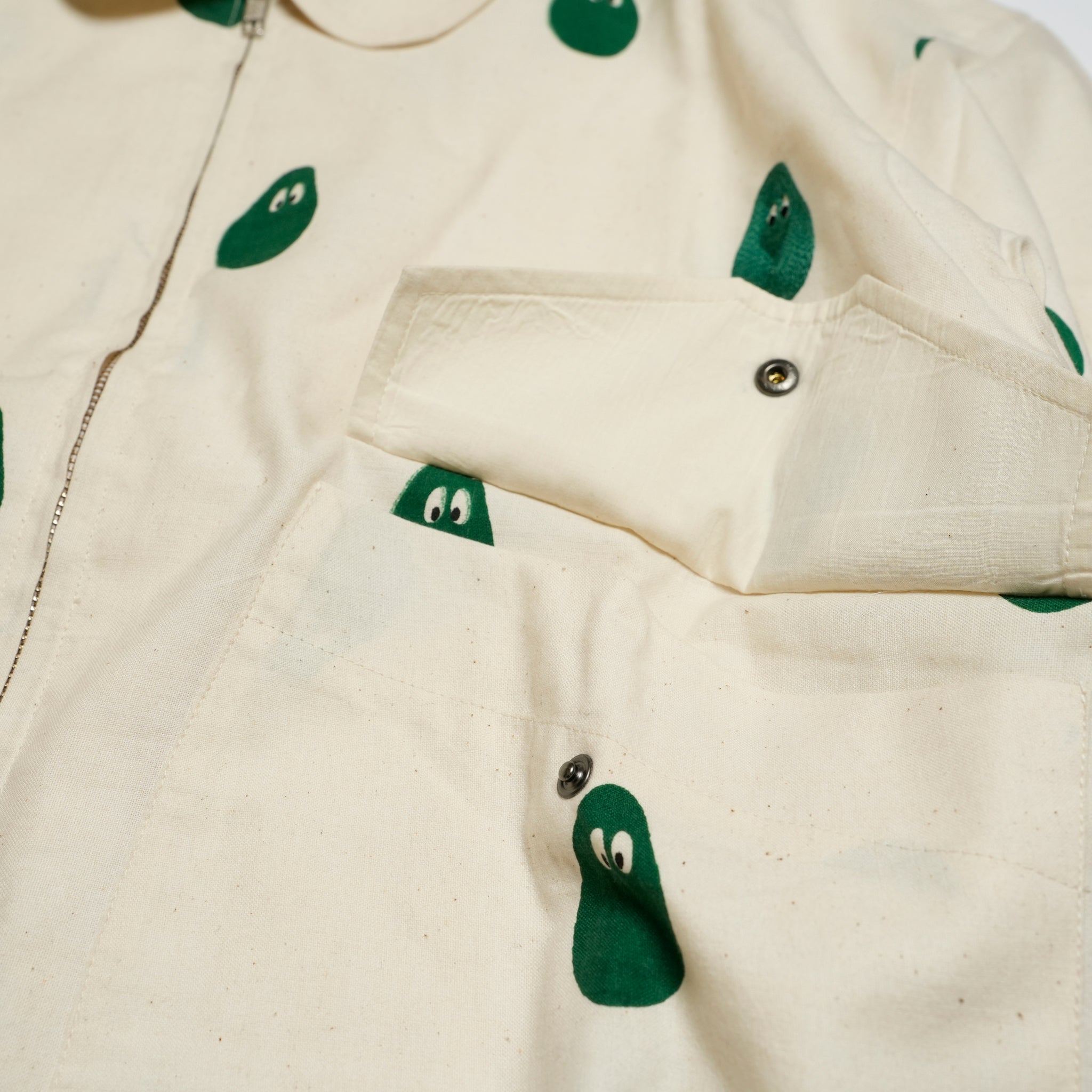 Moniker-4_Avocado | Khadi Hand Spun Yarn Handwoven Undyed Flight Jacke | Color:Avocado【MONITALY_モニタリー】【KARDO_カルド】