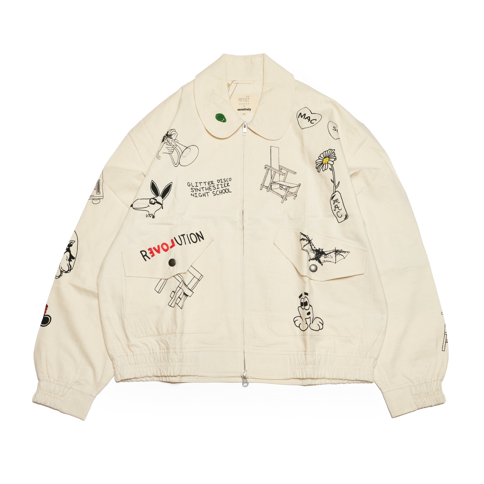 KARDO × JACOB WILDER × MONITALY Flight Jacket | タトゥー刺繍入り | ダブルジップ仕様の高機能ジャケット