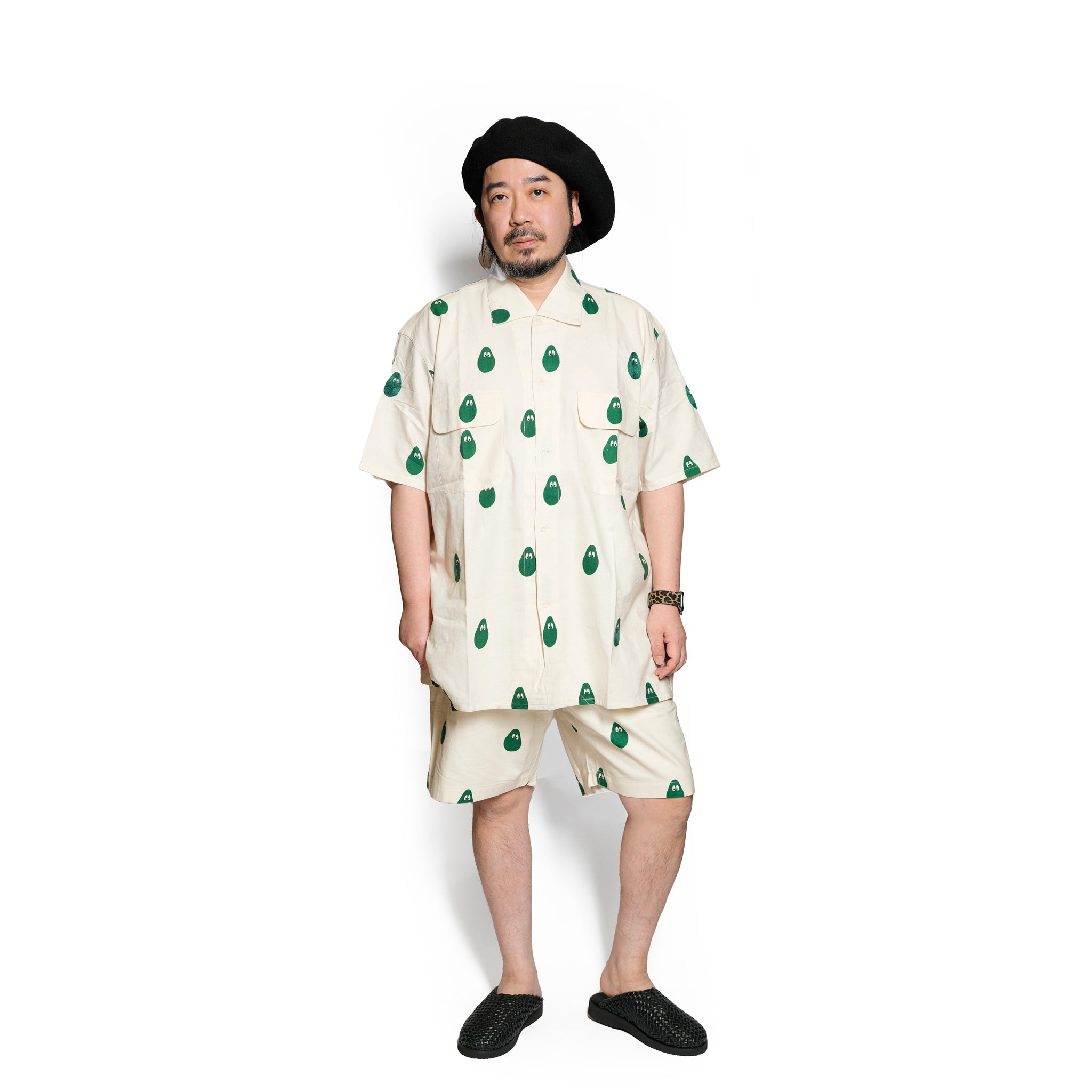 Moniker-6_Avocado | Khadi Hand Spun Yarn Handwoven Undyed Fatigue Short | Color:Avocado【MONITALY_モニタリー】【KARDO_カルド】