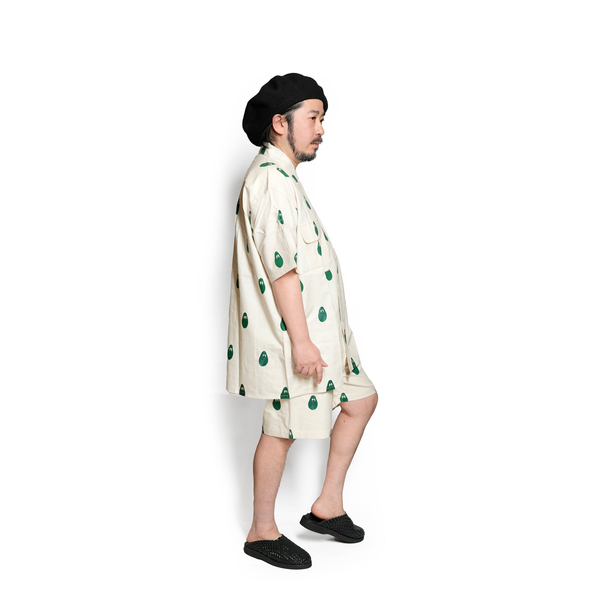 Moniker-2_Avocado | Khadi Hand Spun Yarn Handwoven Undyed Milano Shirt | Color:Avocado【MONITALY_モニタリー】【KARDO_カルド】