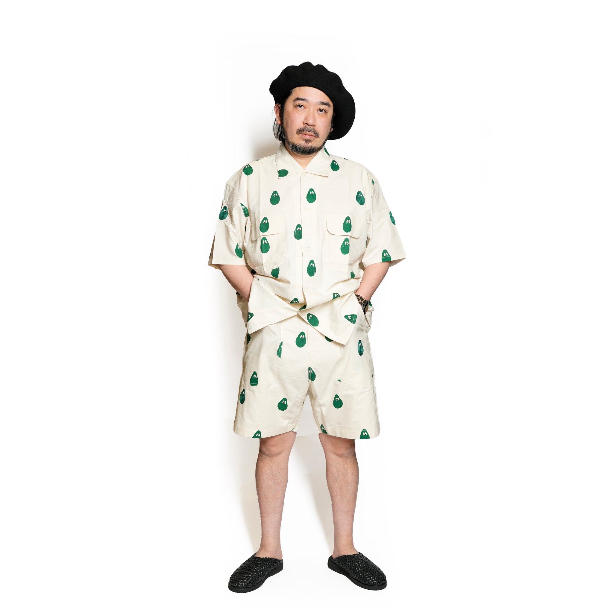 Moniker-6_Avocado | Khadi Hand Spun Yarn Handwoven Undyed Fatigue Short | Color:Avocado【MONITALY_モニタリー】【KARDO_カルド】