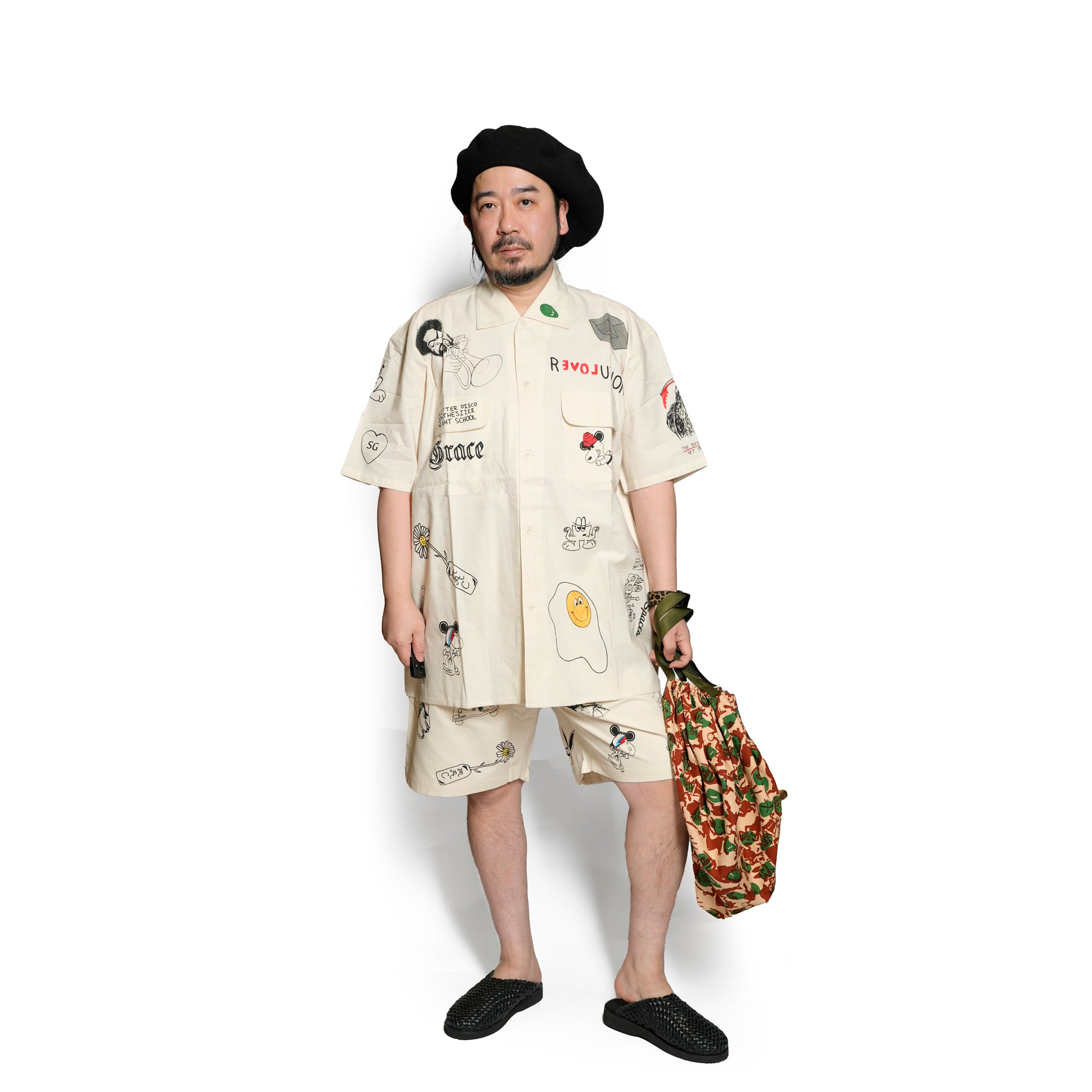 Moniker-5_Jacob Tatoo | Khadi Hand Spun Yarn Handwoven Undyed Fatigue Short | Color:Jacob Tatoo【MONITALY_モニタリー】【KARDO_カルド】