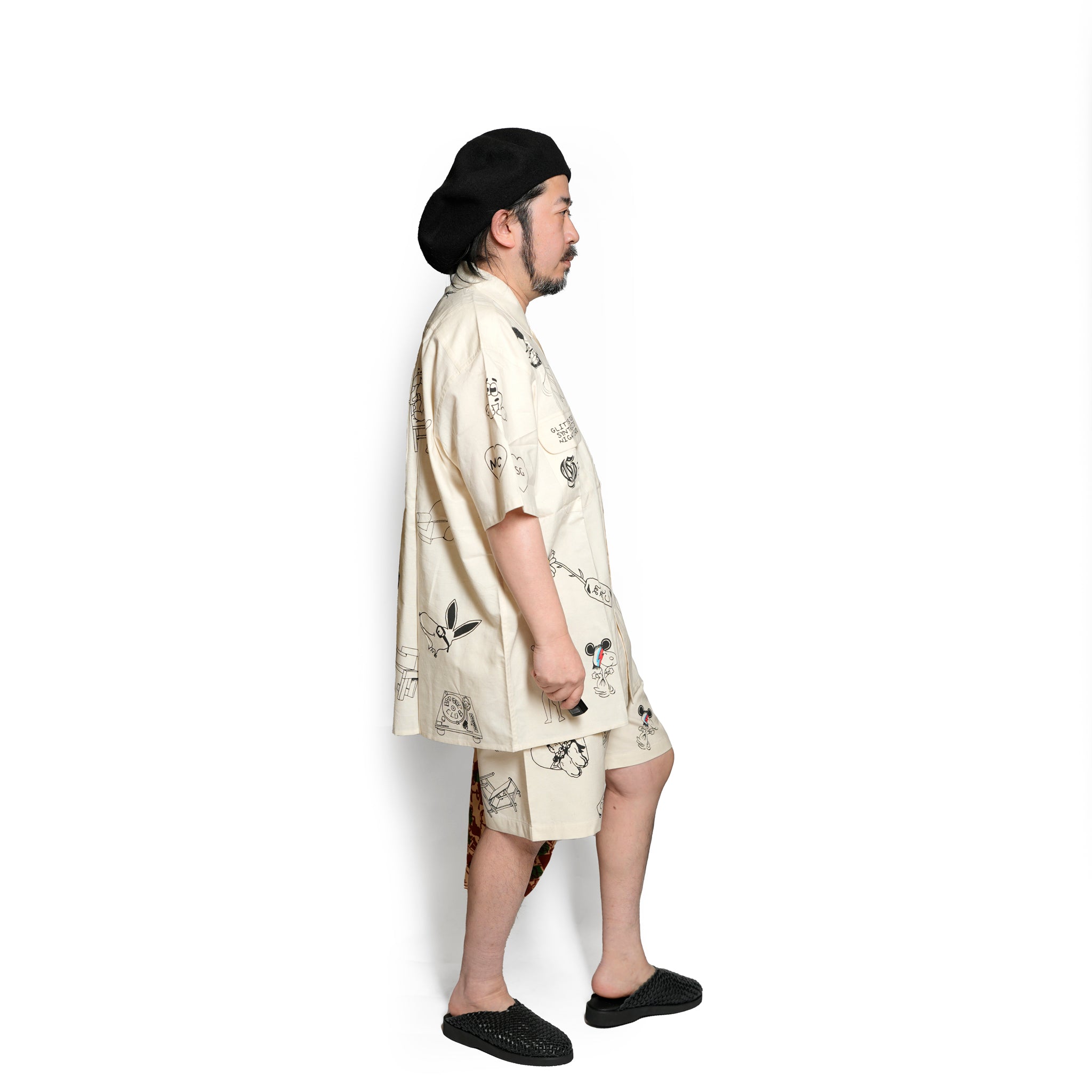 Moniker-5_Jacob Tatoo | Khadi Hand Spun Yarn Handwoven Undyed Fatigue Short | Color:Jacob Tatoo【MONITALY_モニタリー】【KARDO_カルド】