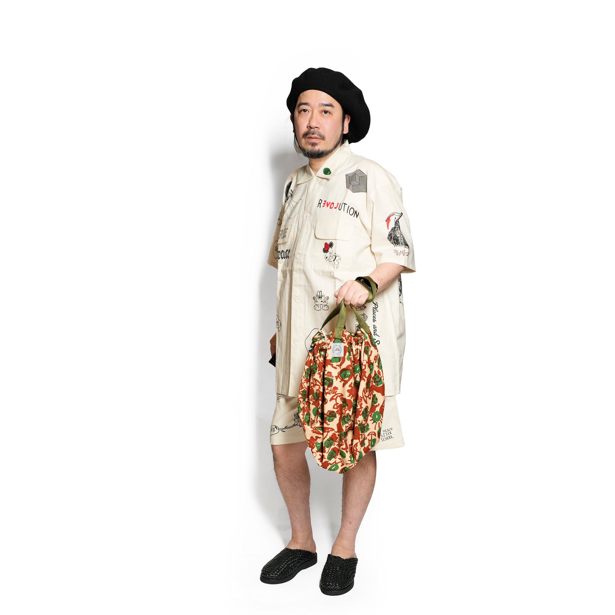 Moniker-5_Jacob Tatoo | Khadi Hand Spun Yarn Handwoven Undyed Fatigue Short | Color:Jacob Tatoo【MONITALY_モニタリー】【KARDO_カルド】