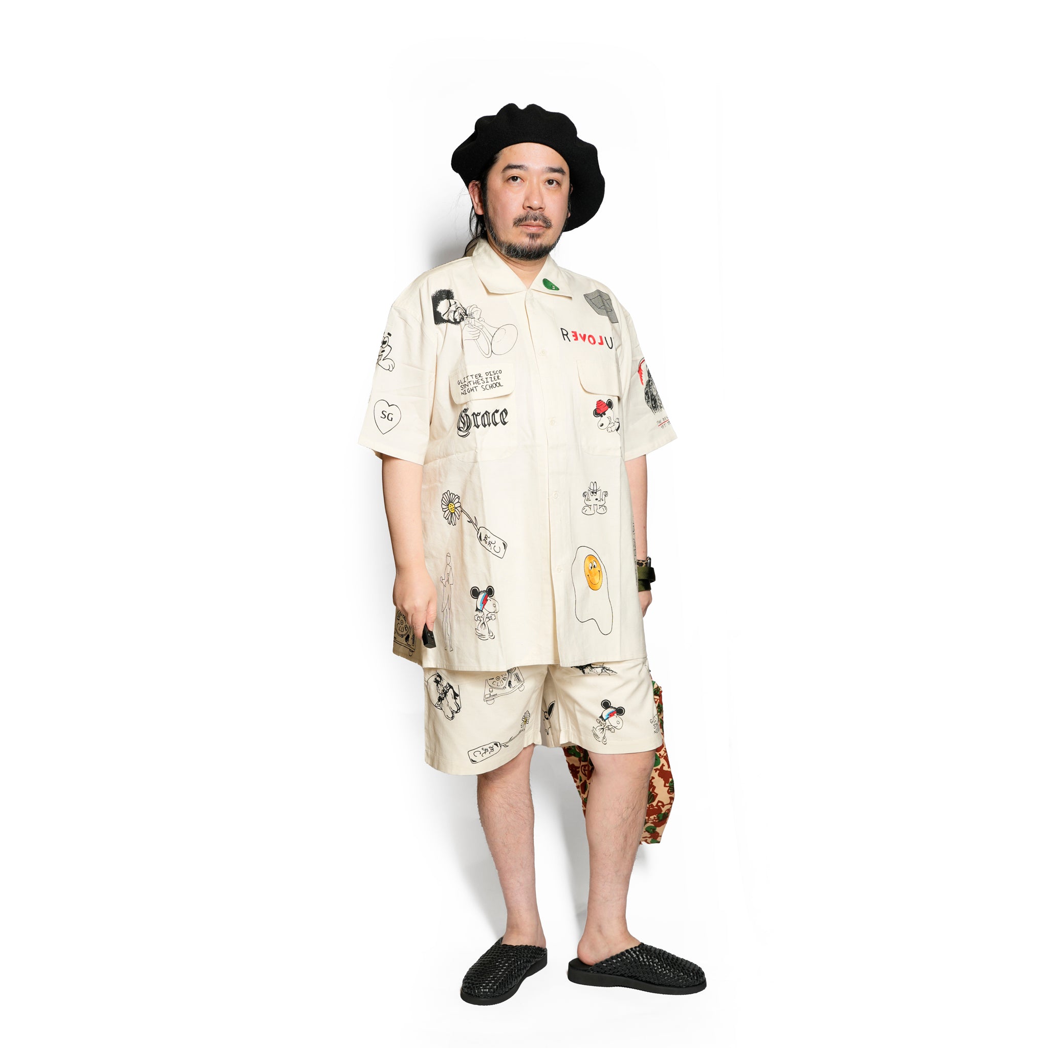 Moniker-5_Jacob Tatoo | Khadi Hand Spun Yarn Handwoven Undyed Fatigue Short | Color:Jacob Tatoo【MONITALY_モニタリー】【KARDO_カルド】