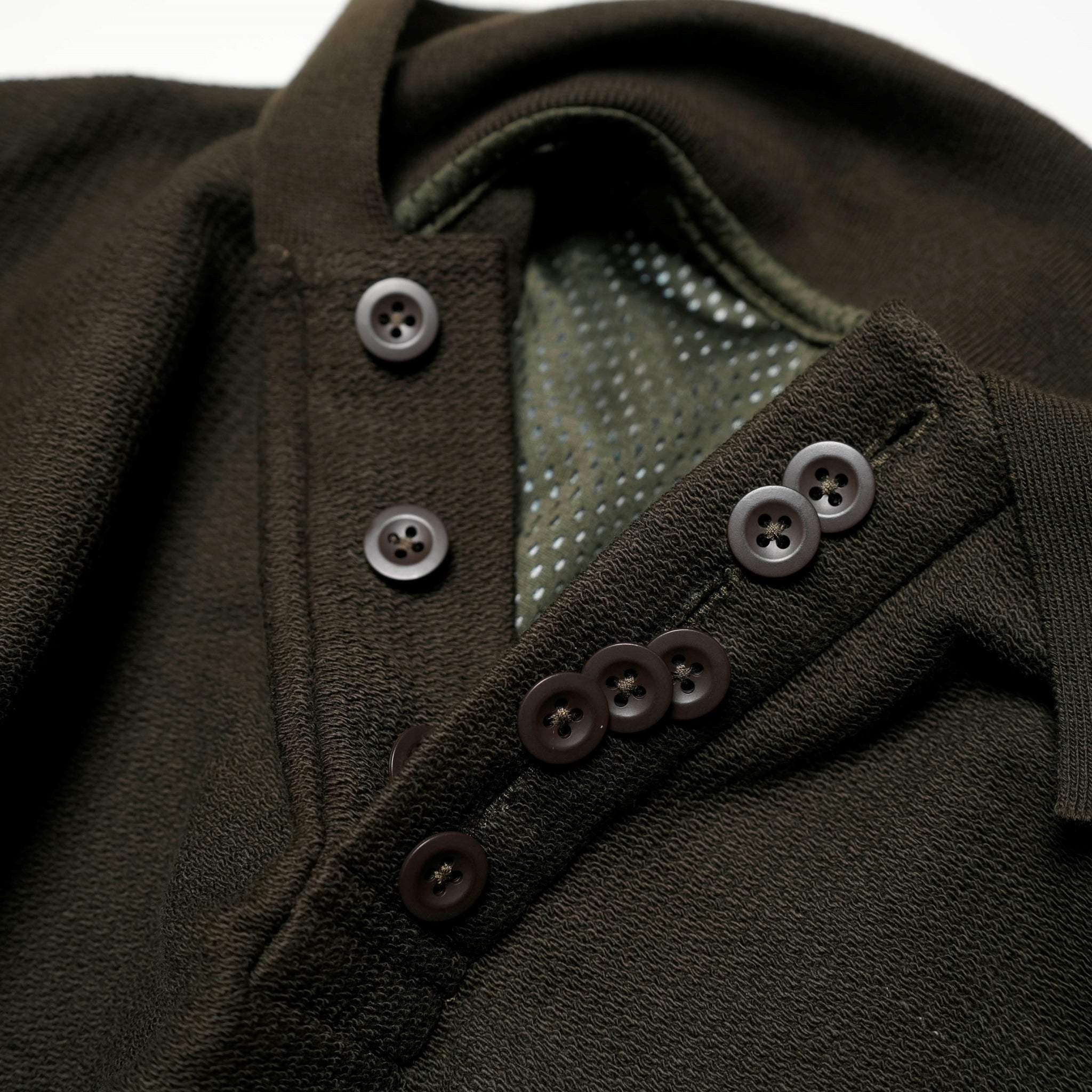ACR24SS-S01 / (A)crypsis® totem fabric patchwork polo shirt-OLIVE | Size:Free | (A)CRYPSIS® | SEIVSON