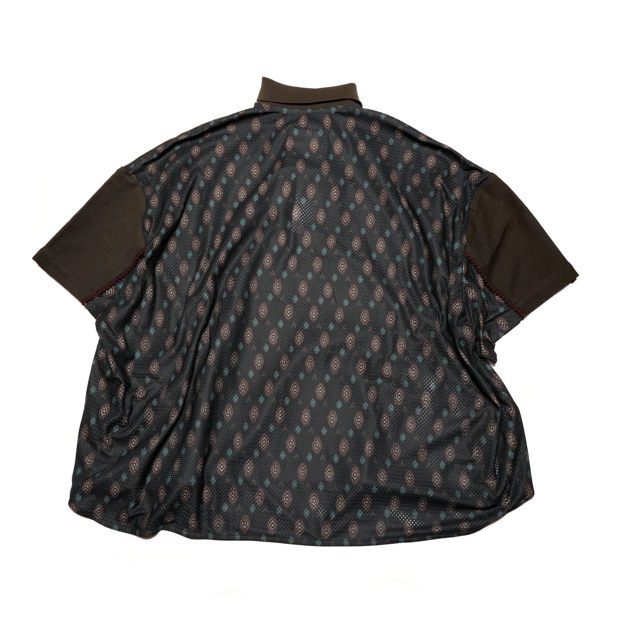 ACR24SS-S01 / (A)crypsis® totem fabric patchwork polo shirt-OLIVE | Size:Free | (A)CRYPSIS® | SEIVSON