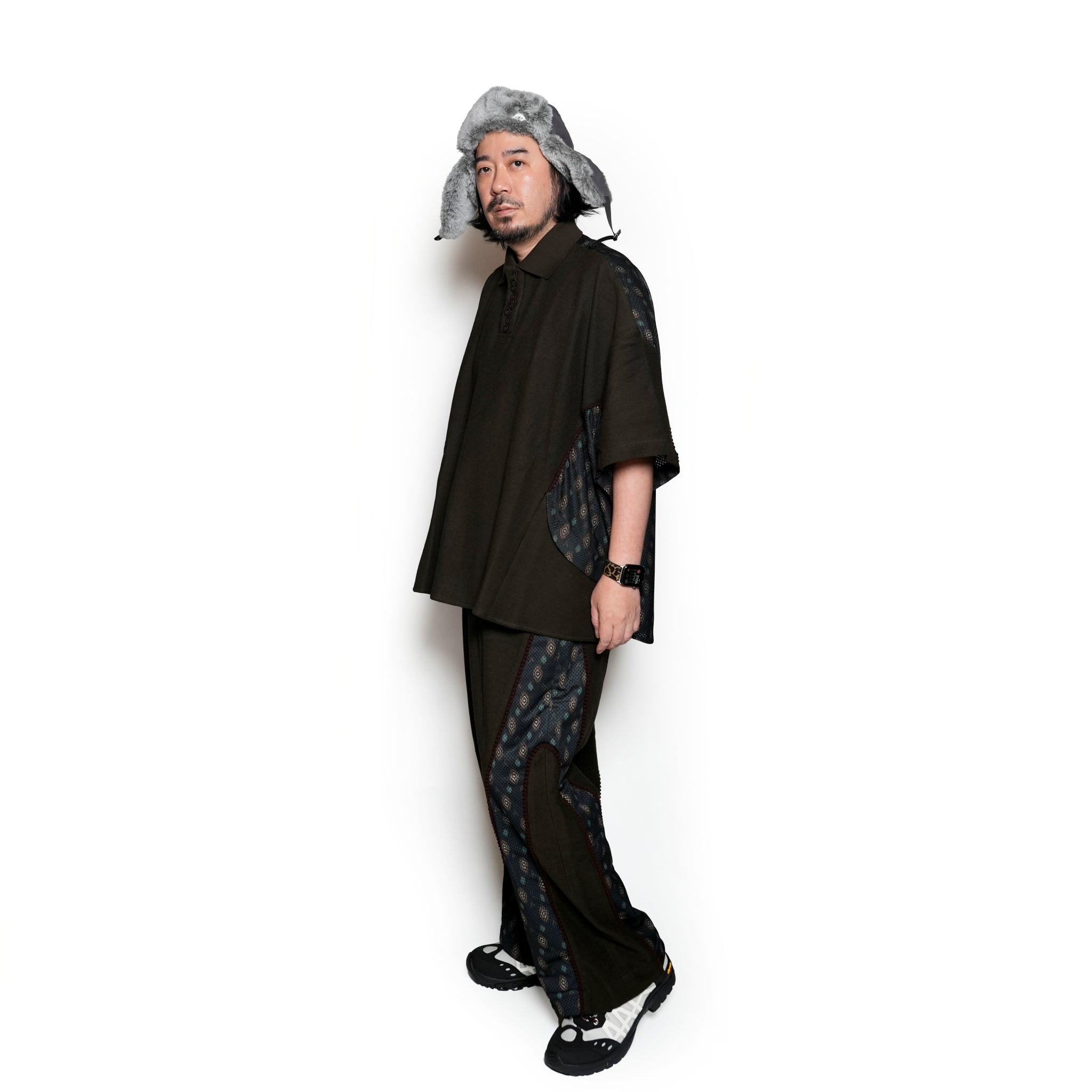 ACR24SS-S01 / (A)crypsis® totem fabric patchwork polo shirt-OLIVE | Size:Free | (A)CRYPSIS® | SEIVSON