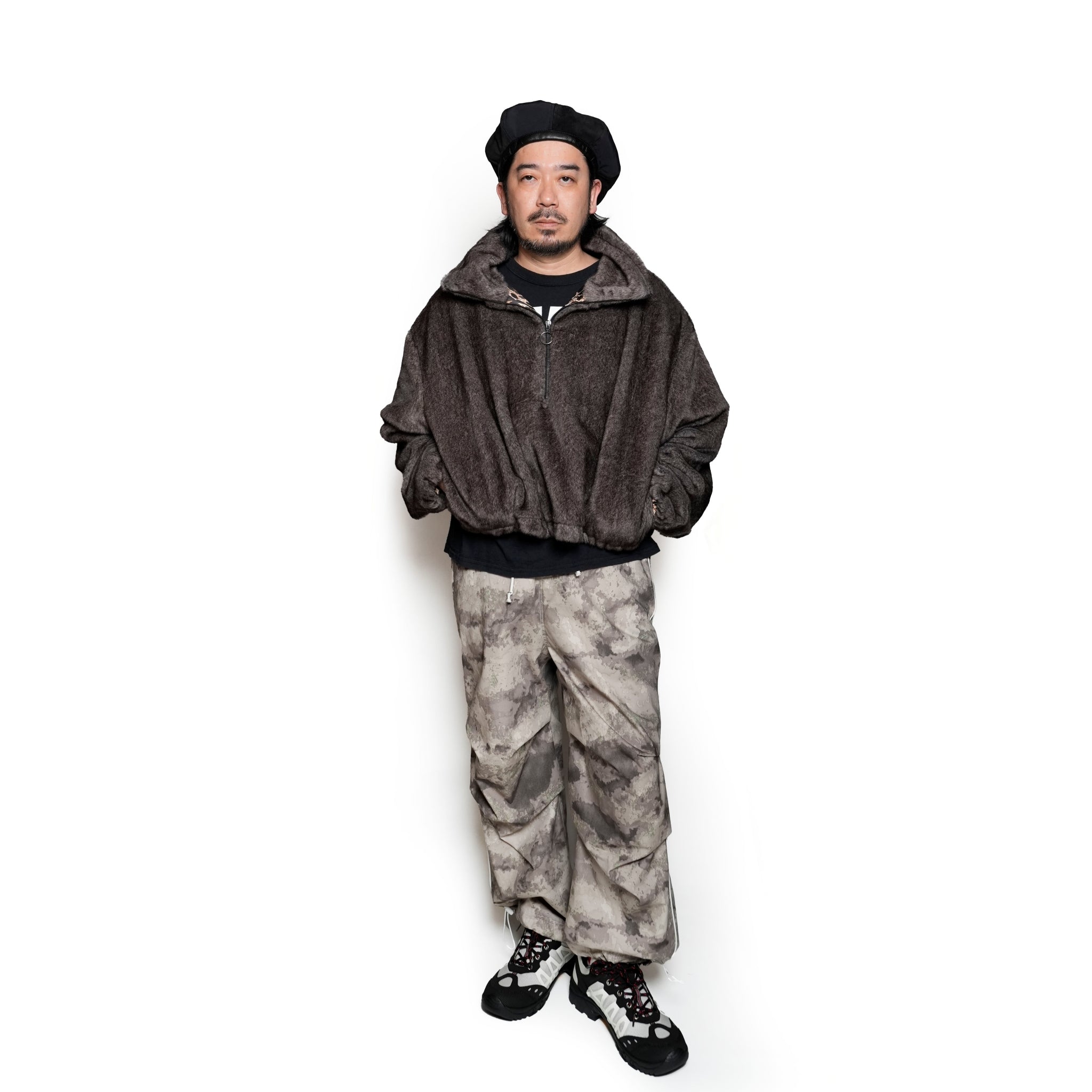 26471A_Ash | SAUVAGE FAUX FUR CROPPED PULLOVER JACKET | Color:Ash【ONE TEASPOON_ワンティースプーン】【archive】