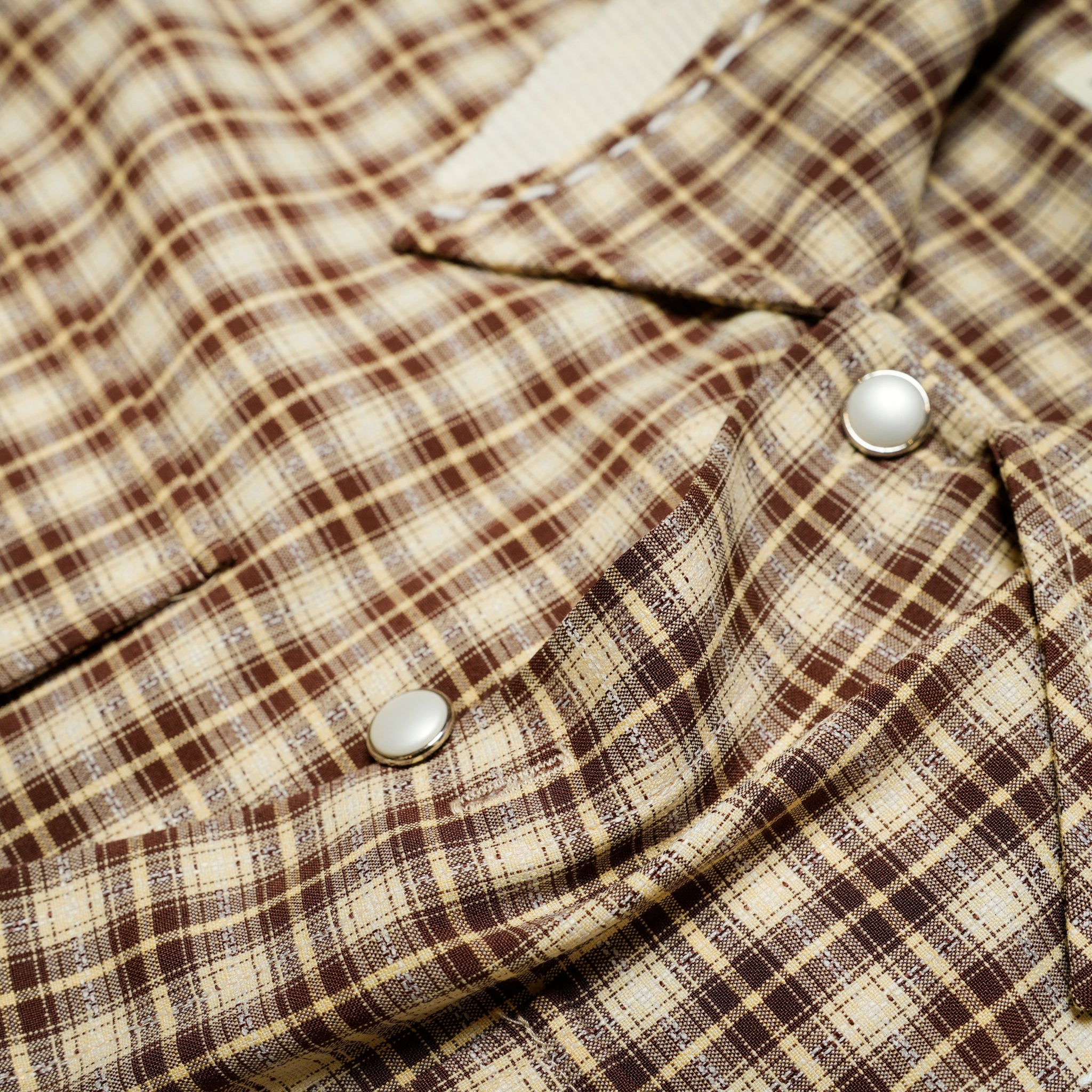 Pla25sst32_Brown Check | Hand patch l/s shirt | Color:Brown Check【PLATEAU STUDIO_プラトー スタジオ】【archive】