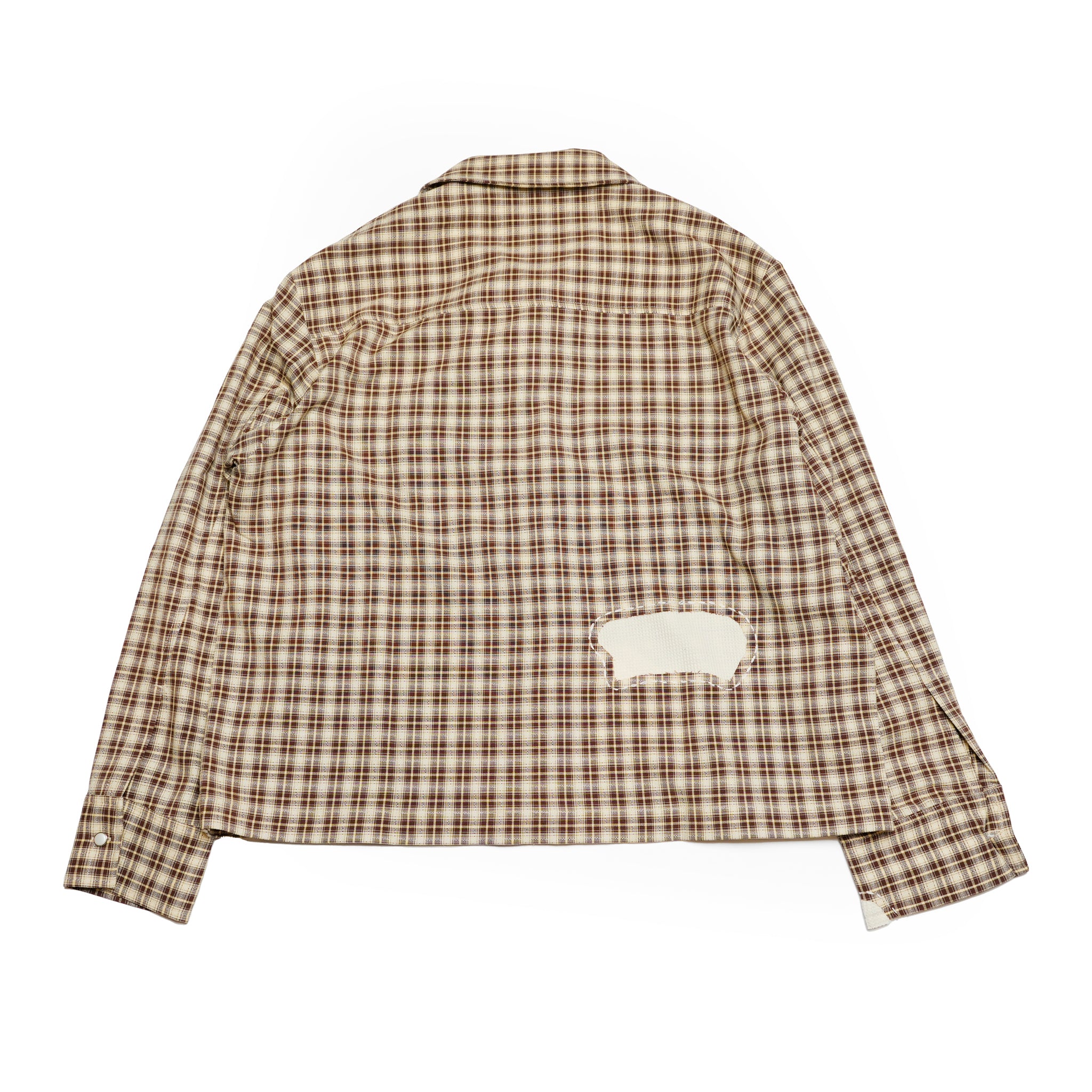 Pla25sst32_Brown Check | Hand patch l/s shirt | Color:Brown Check【PLATEAU STUDIO_プラトー スタジオ】【archive】