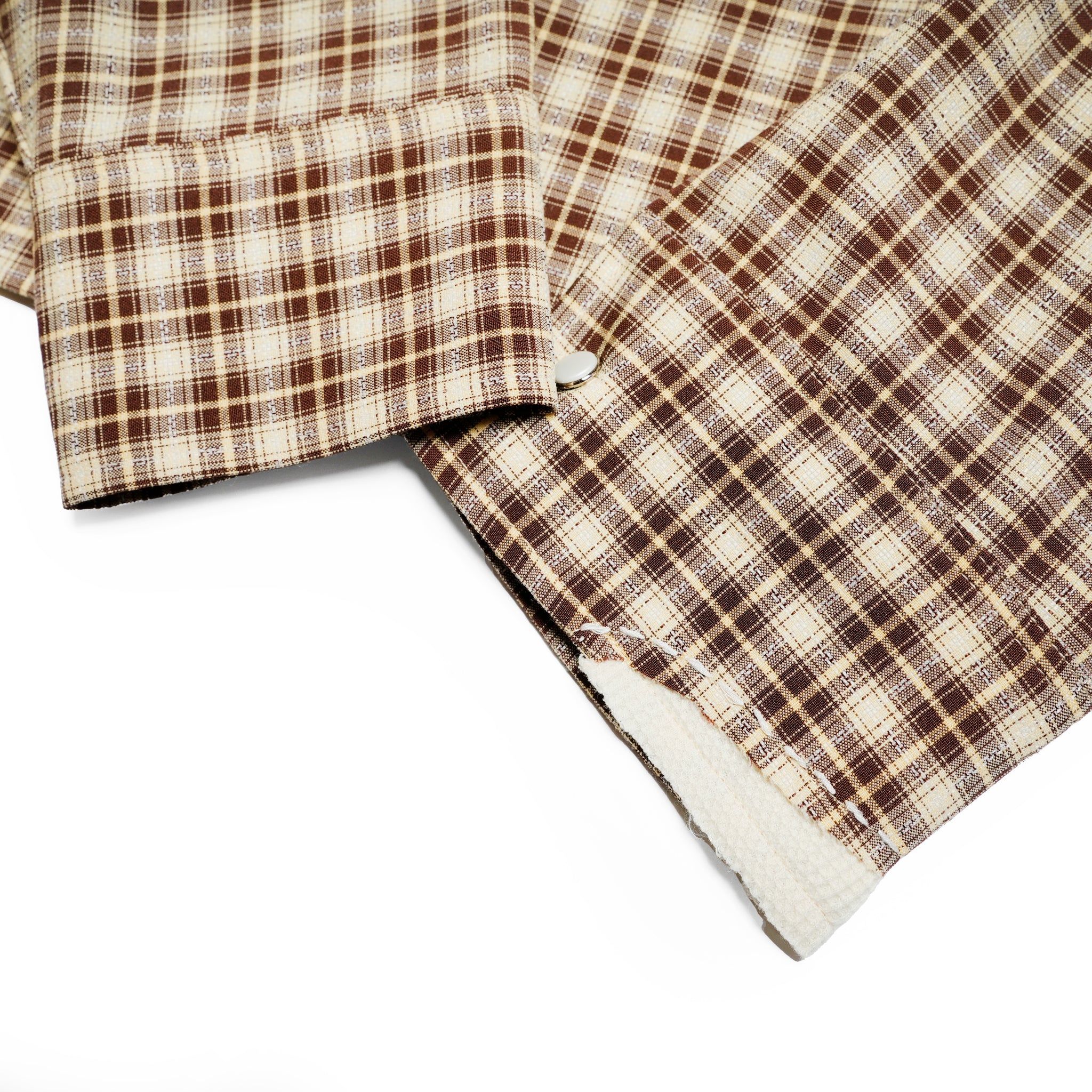 Pla25sst32_Brown Check | Hand patch l/s shirt | Color:Brown Check【PLATEAU STUDIO_プラトー スタジオ】【archive】