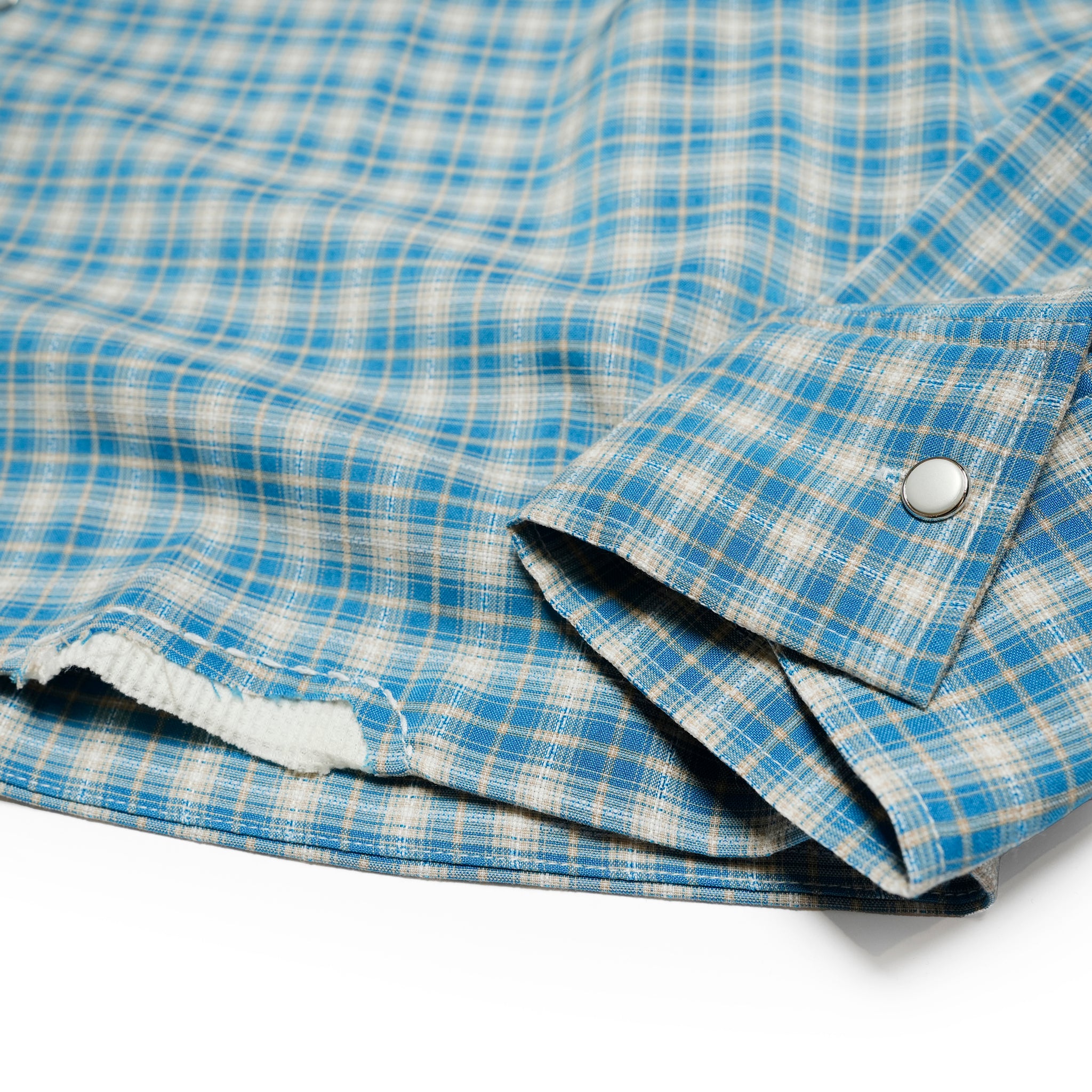 Pla25sst30_Blue Check | Hand patch l/s shirt | Color:Blue Check【PLATEAU STUDIO_プラトー スタジオ】【archive】