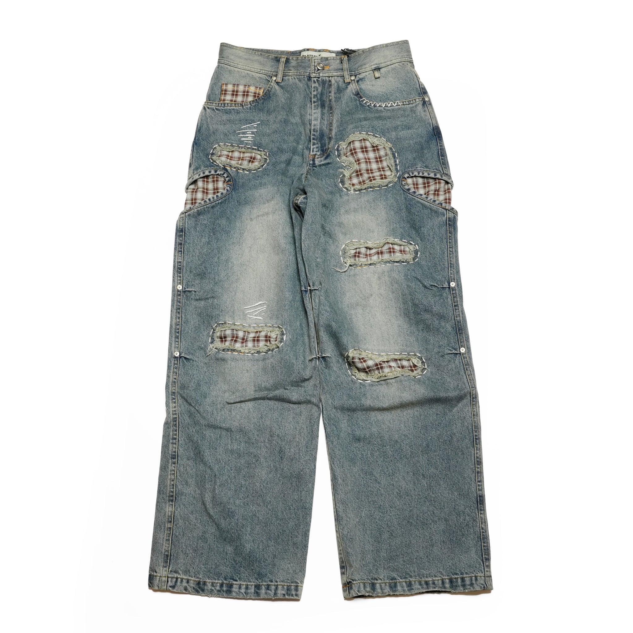 Pla25ssp12_Dirty Denim | Patch denim pants | Color:Dirty Denim【PLATEAU STUDIO_プラトー スタジオ】【archive】
