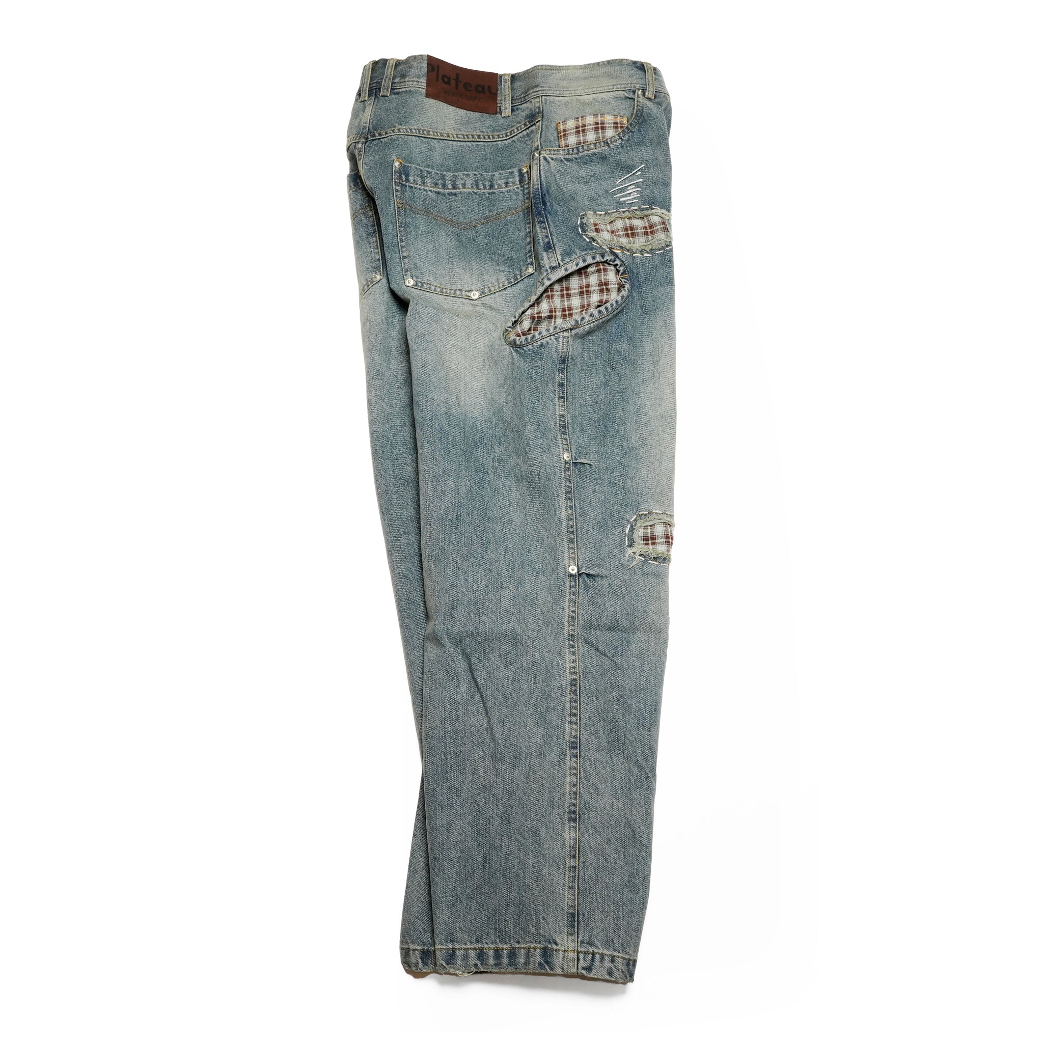 Pla25ssp12_Dirty Denim | Patch denim pants | Color:Dirty Denim【PLATEAU STUDIO_プラトー スタジオ】【archive】