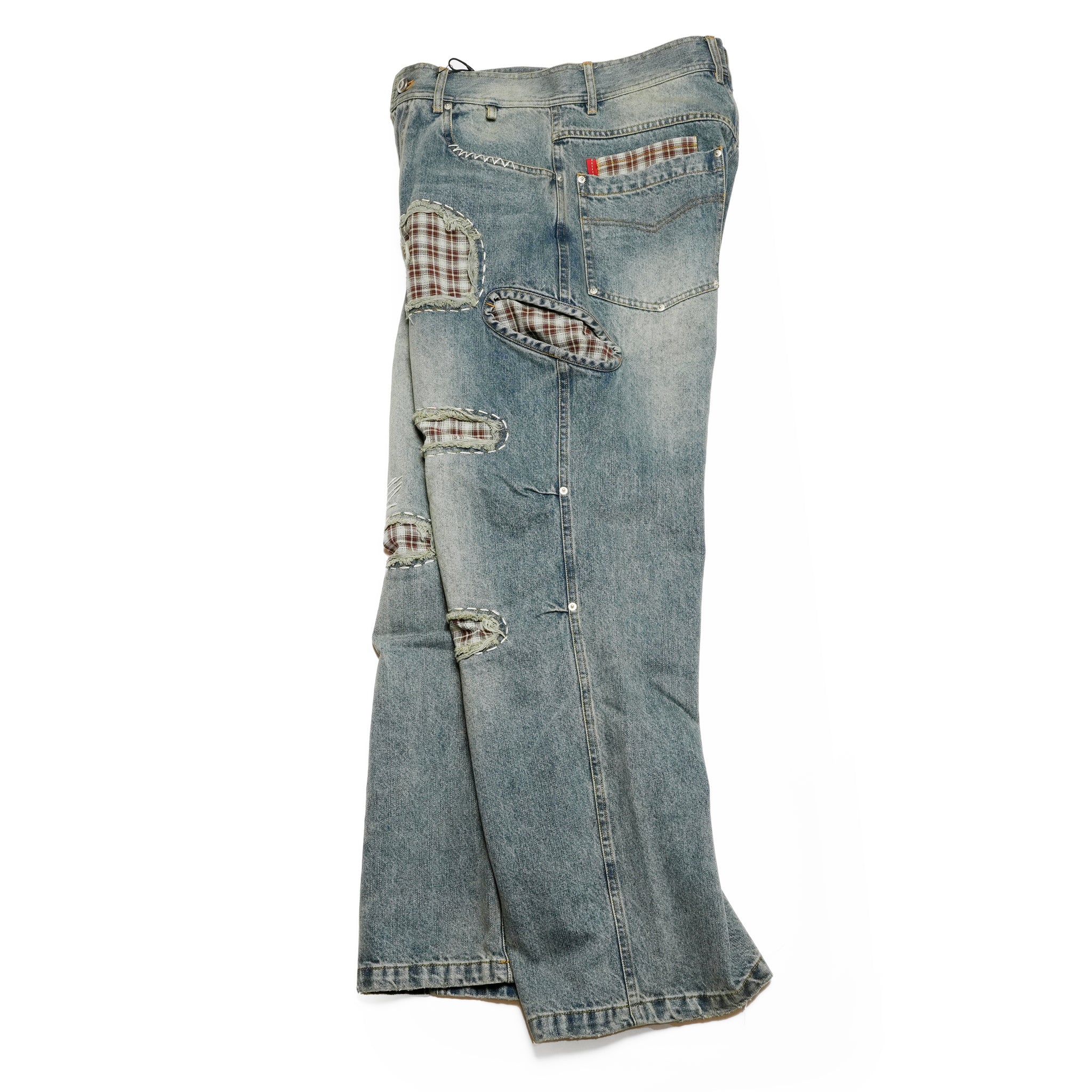 Pla25ssp12_Dirty Denim | Patch denim pants | Color:Dirty Denim【PLATEAU STUDIO_プラトー スタジオ】【archive】