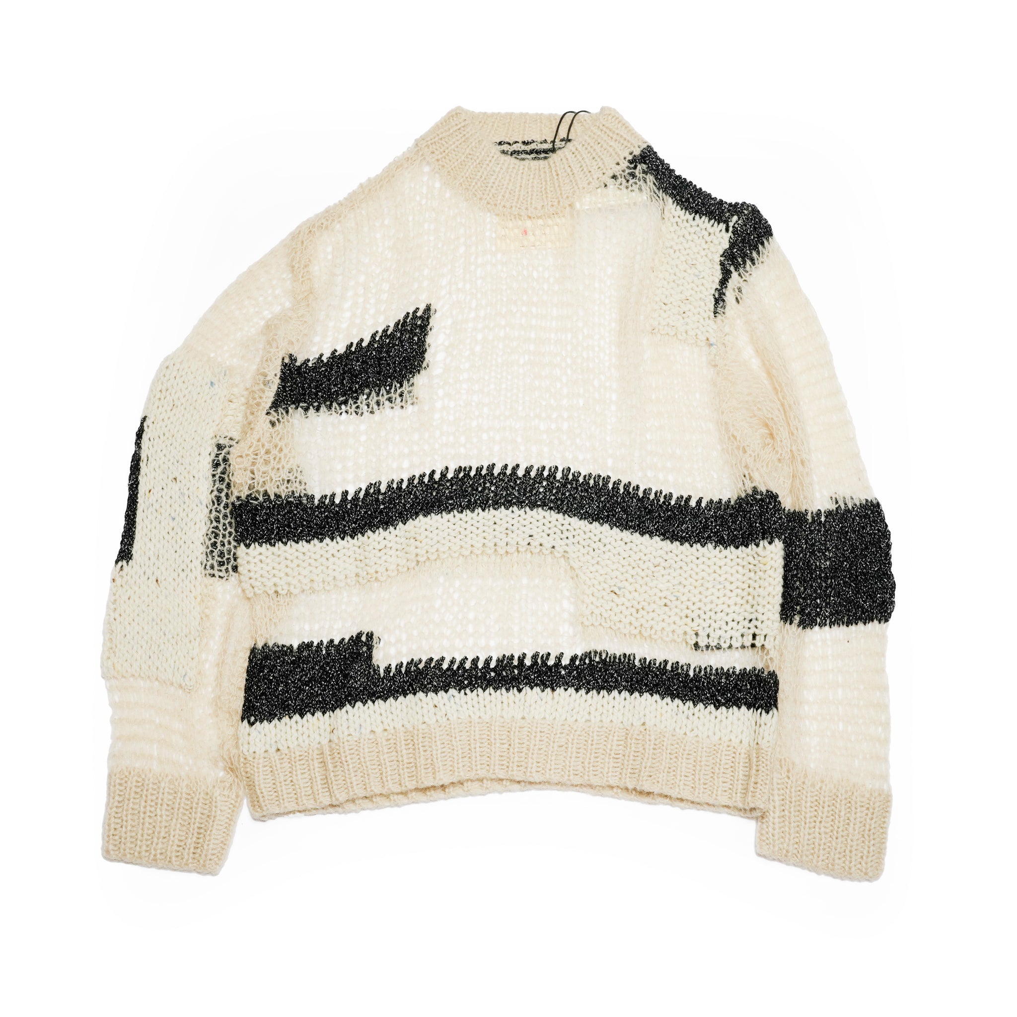 Pla25sskt05_Grey/Beige | Draft knit sweater | Color:Grey / Beige【PLATEAU STUDIO_プラトー スタジオ】