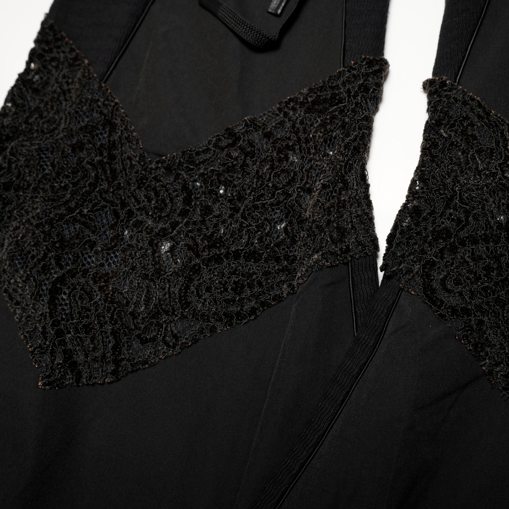 SNA24-P04 | < Urban Cyber Collection > 2-Way Layered V-Cut Lace Pants - Black【SEIVSON_セイブソン】【archive】