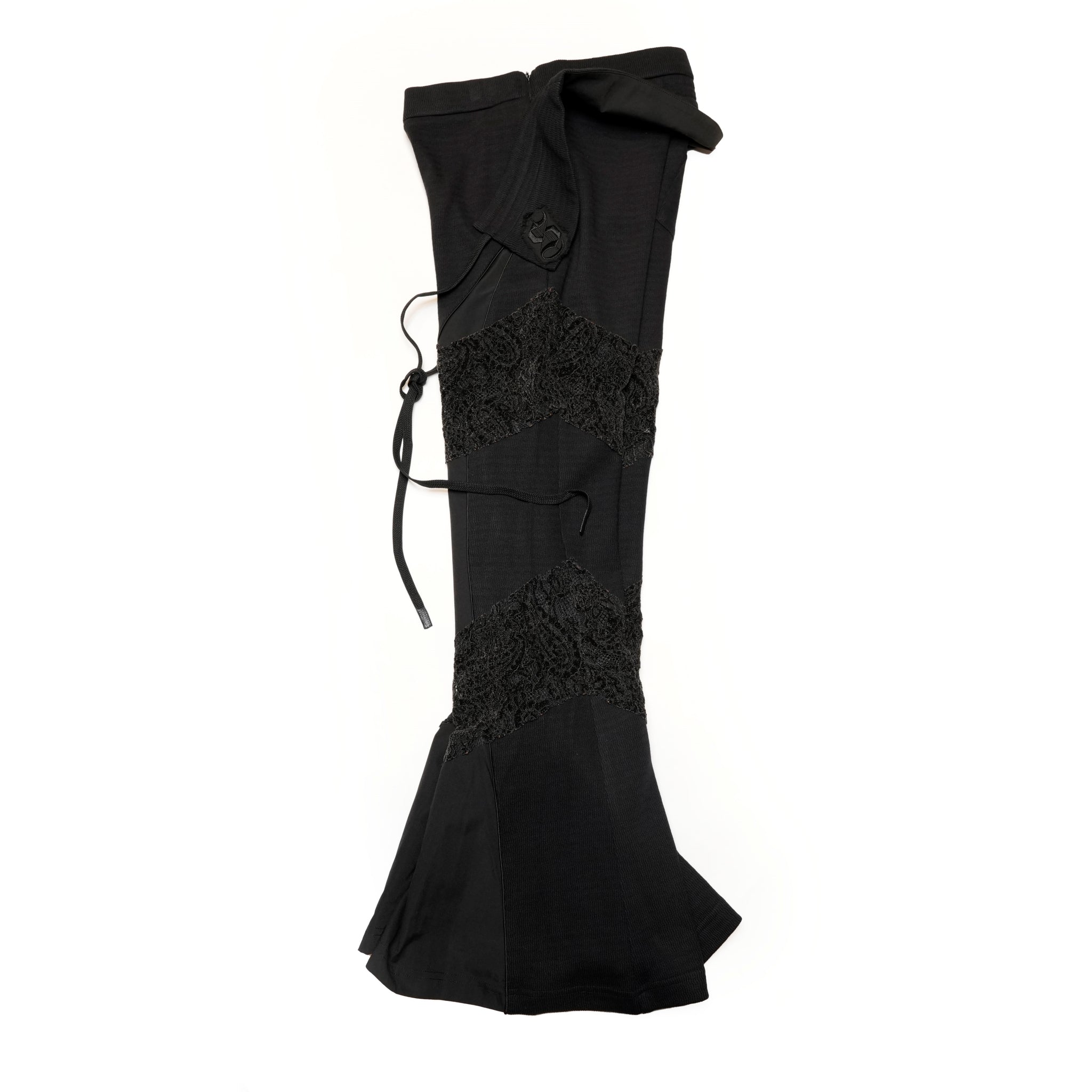 SNA24-P04 | < Urban Cyber Collection > 2-Way Layered V-Cut Lace Pants - Black【SEIVSON_セイブソン】【archive】