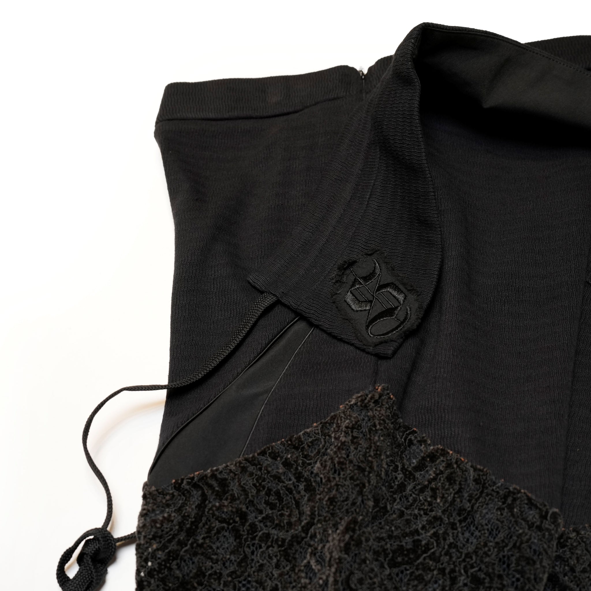 SNA24-P04 | < Urban Cyber Collection > 2-Way Layered V-Cut Lace Pants - Black【SEIVSON_セイブソン】【archive】