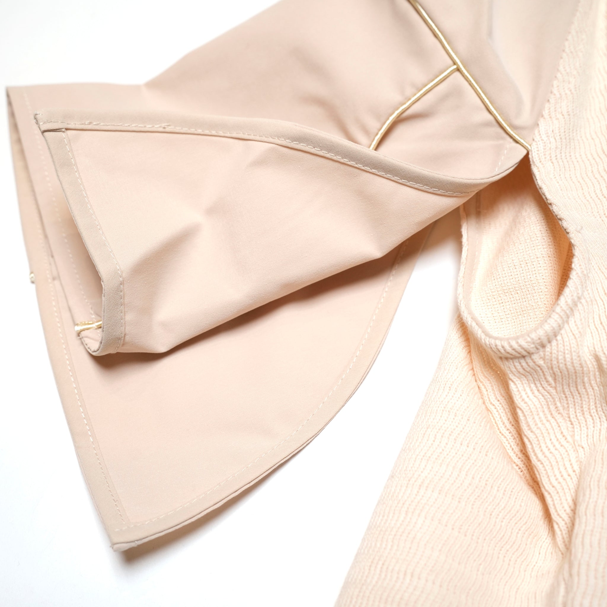 SNA24-T02 | < Urban Cyber Collection > Futuristic Ribbed Collar Patchwork Polo Shirt - Khaki【SEIVSON_セイブソン】【archive】