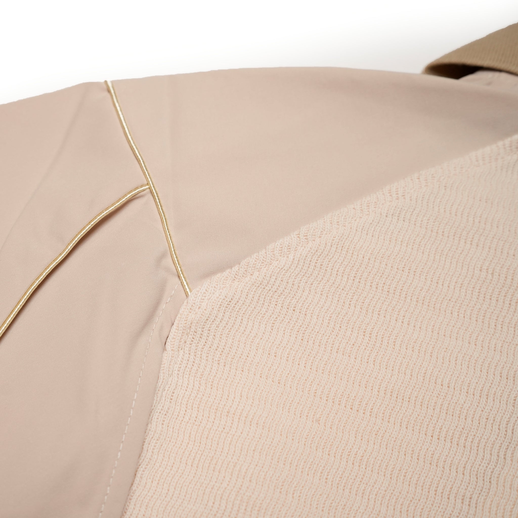 SNA24-T02 | < Urban Cyber Collection > Futuristic Ribbed Collar Patchwork Polo Shirt - Khaki【SEIVSON_セイブソン】【archive】