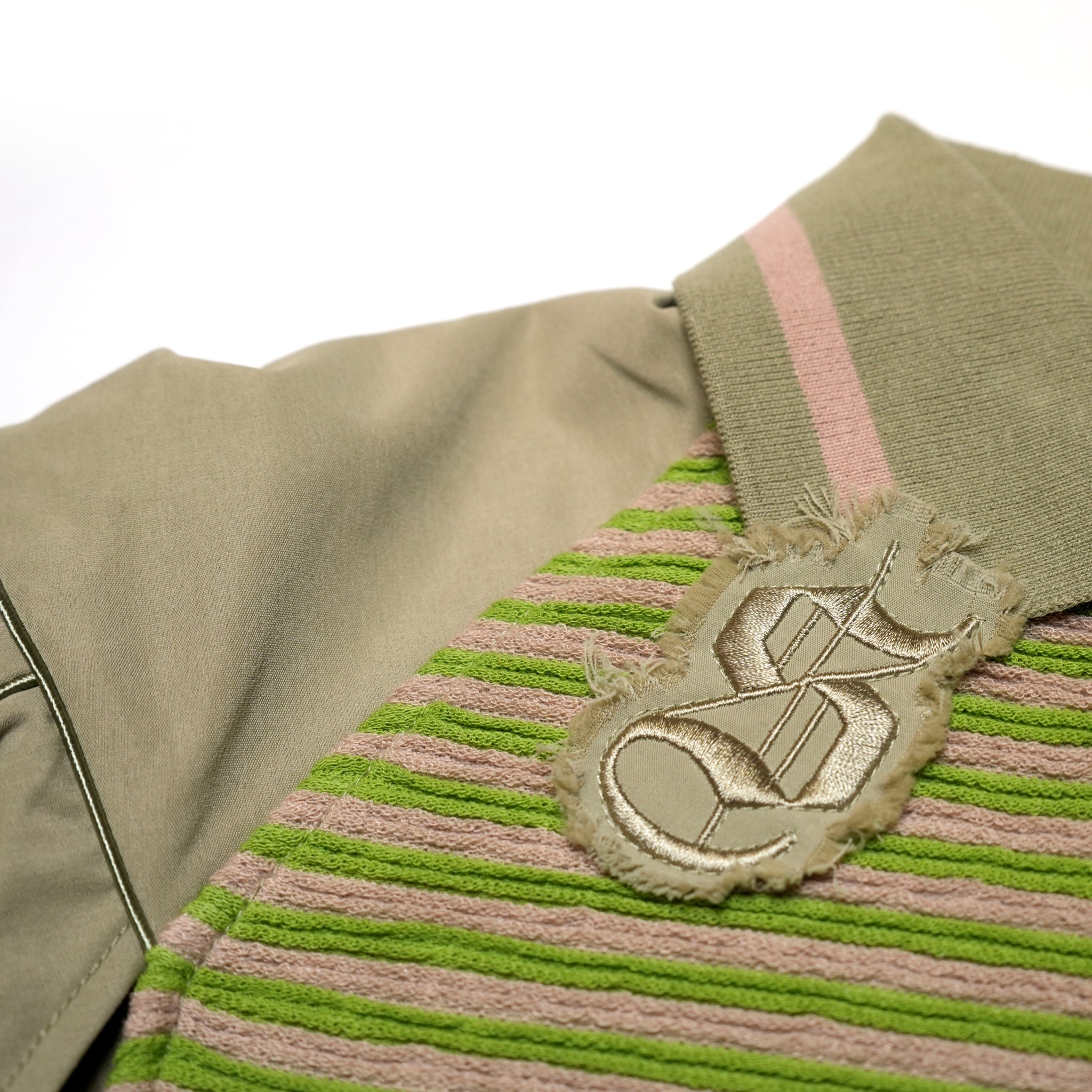 SNA24-T02 | < Urban Cyber Collection > Futuristic Ribbed Collar Patchwork Polo Shirt - Green【SEIVSON_セイブソン】【archive】