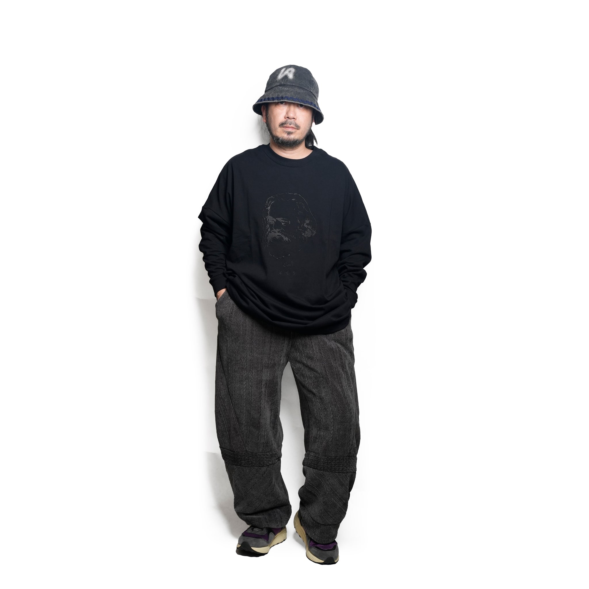 ECONOMY EMBROI L/S T-SHIRT | Color_Black | No_sf25aw-20c_black【STOF_ストフ】