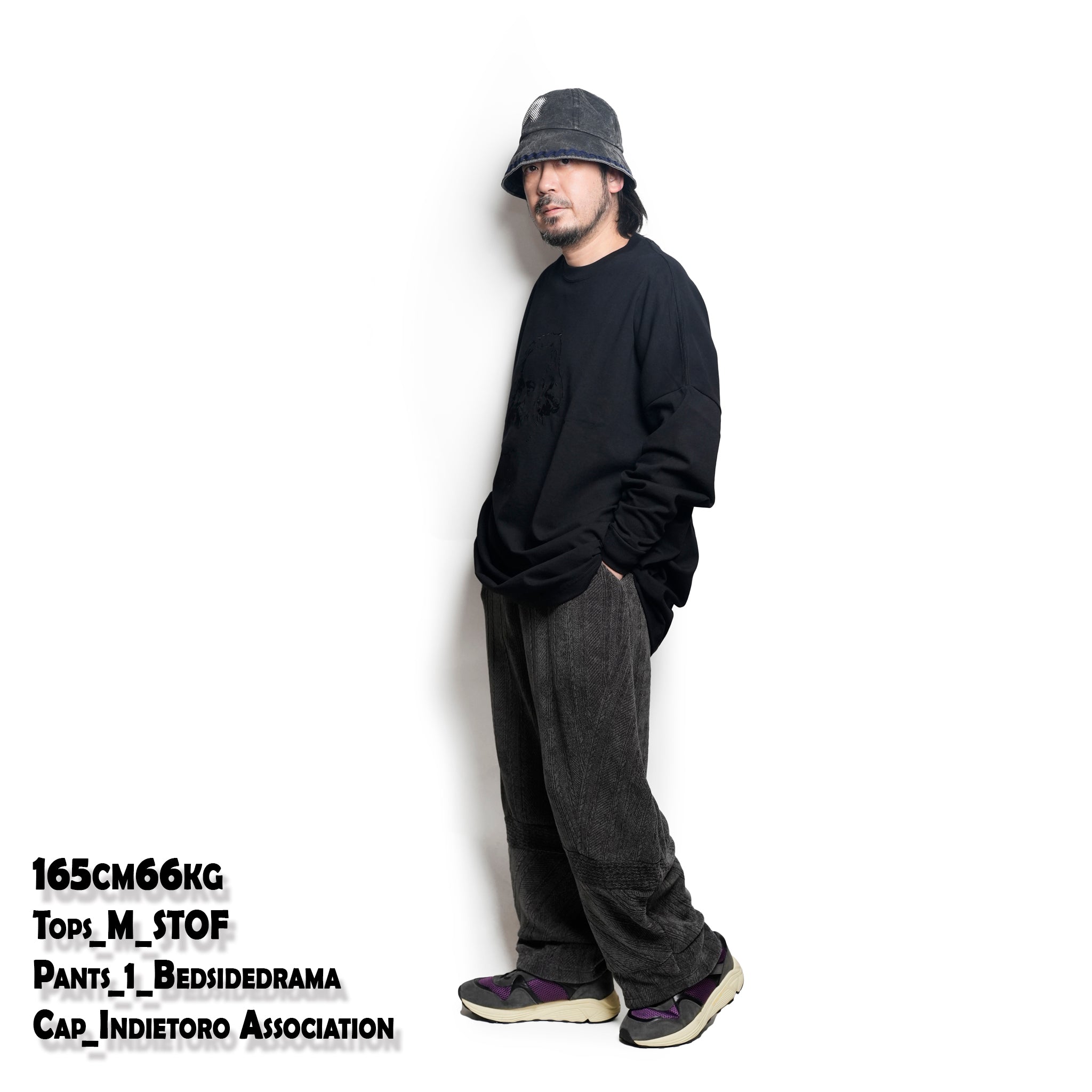 ECONOMY EMBROI L/S T-SHIRT | Color_Black | No_sf25aw-20c_black【STOF_ストフ】