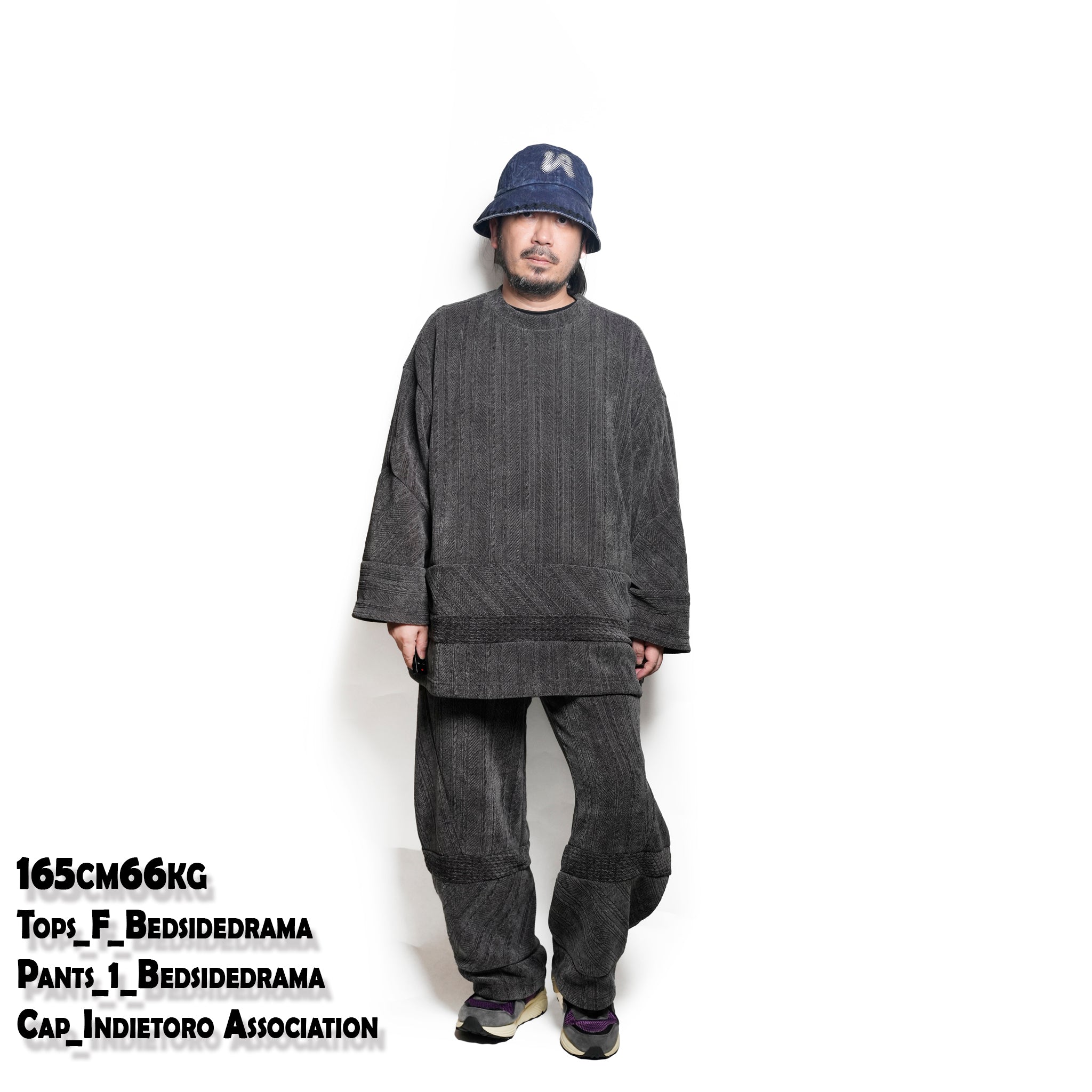 Pattern Switch Wide Pants | Color_Charcoal | No_bsd25aw-18_charcoal【BEDSIDEDRAMA_ベッドサイドドラマ】