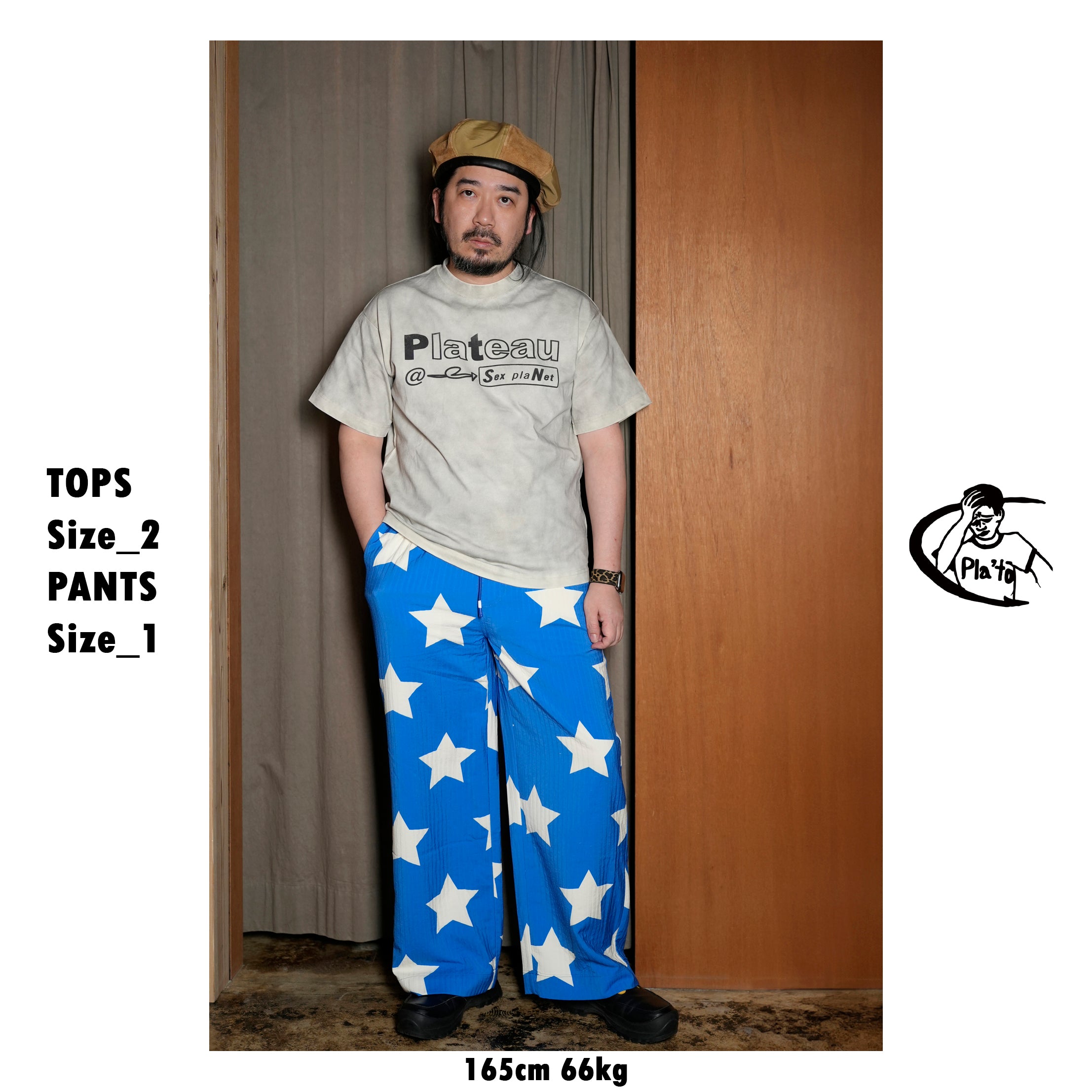 Pla25ssp01_Blue | Star pajama pants | Color:Blue【PLATEAU STUDIO_プラトー スタジオ】【archive】