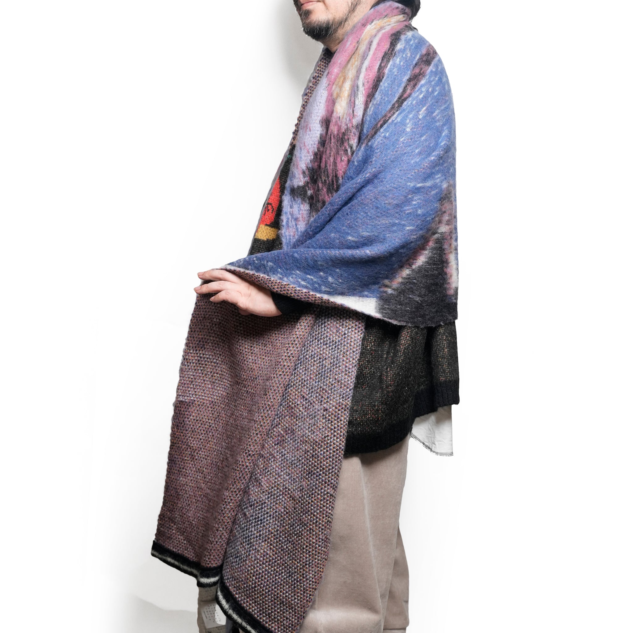STARS MOHAIR KNIT BLANKET STOLE | Color_Blue | No_sf25aw-12_blue【STOF_ストフ】