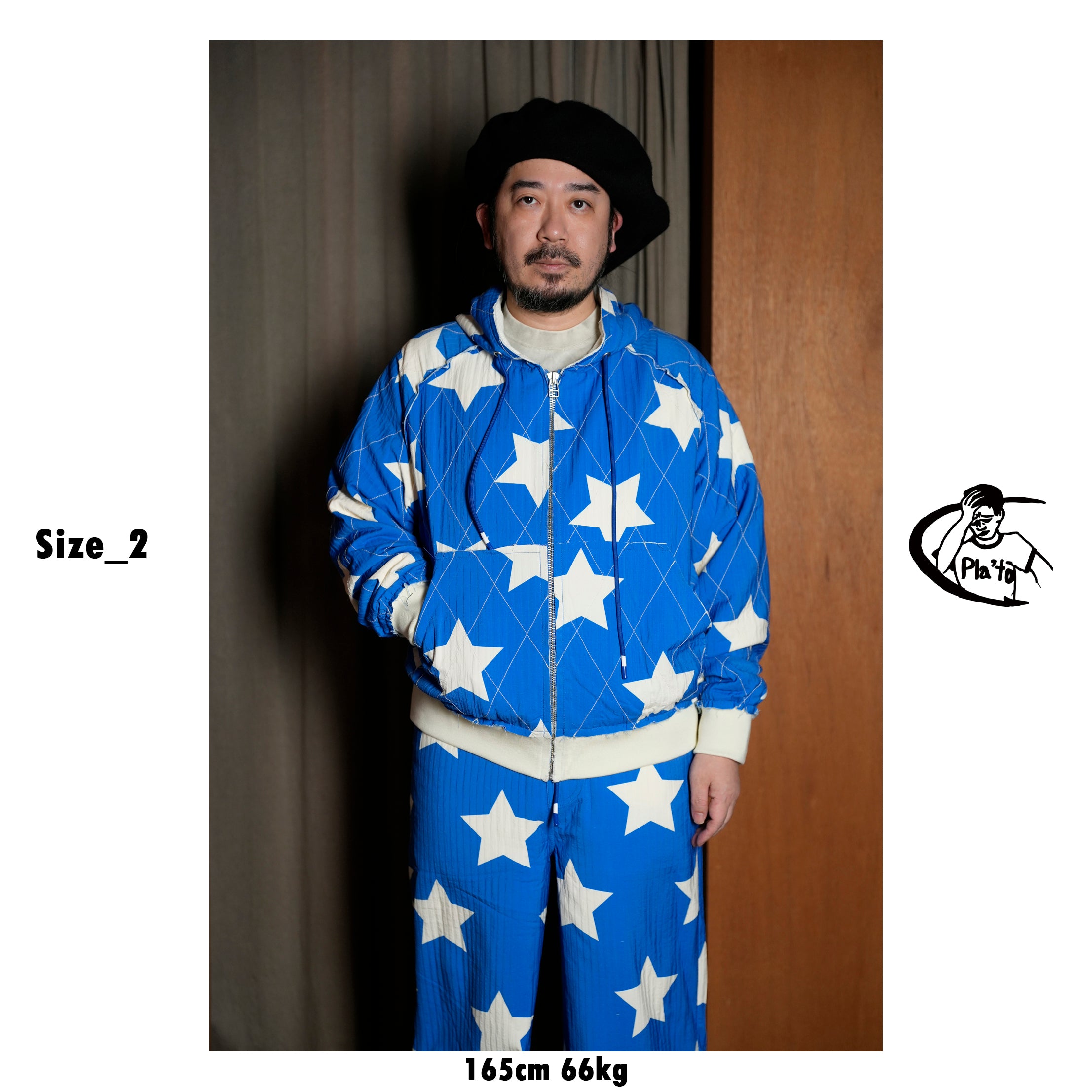 Pla25ssj10_Blue | Star zip-up jacket | Color:Blue【PLATEAU STUDIO_プラトー スタジオ】