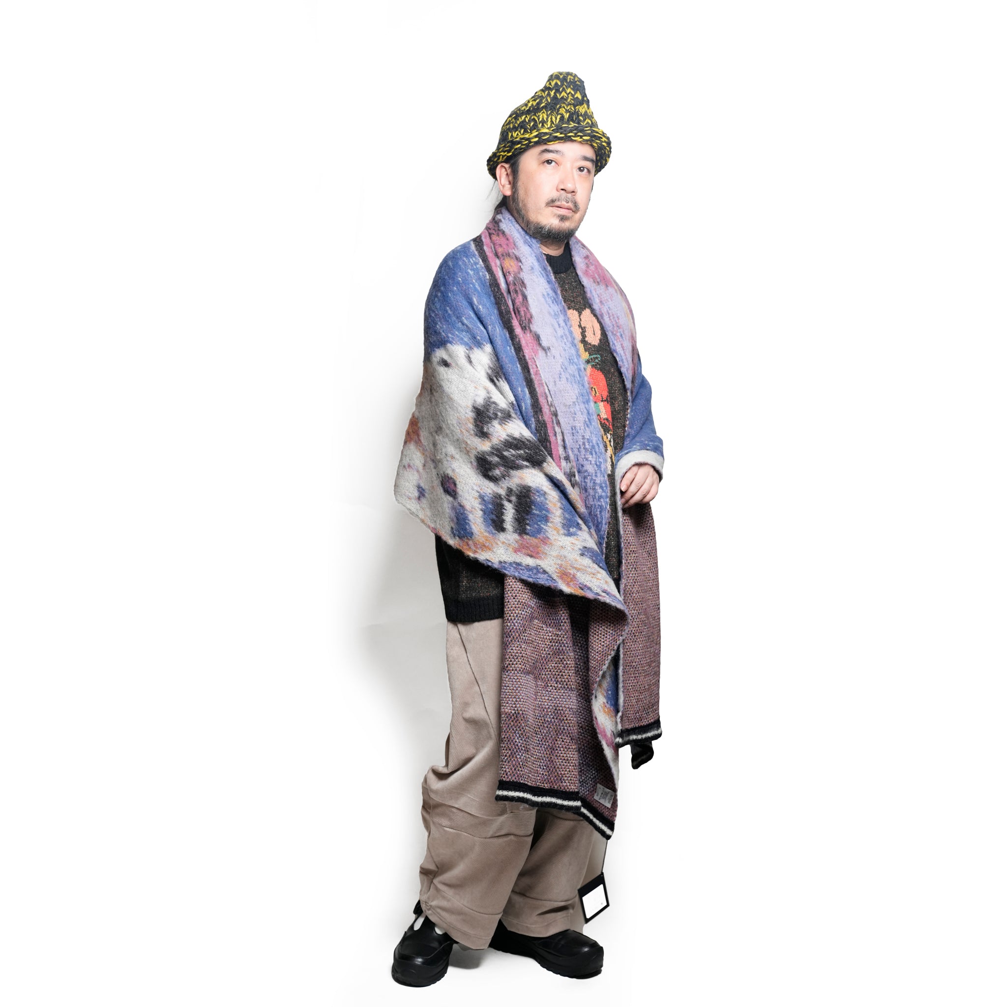 STARS MOHAIR KNIT BLANKET STOLE | Color_Blue | No_sf25aw-12_blue【STOF_ストフ】