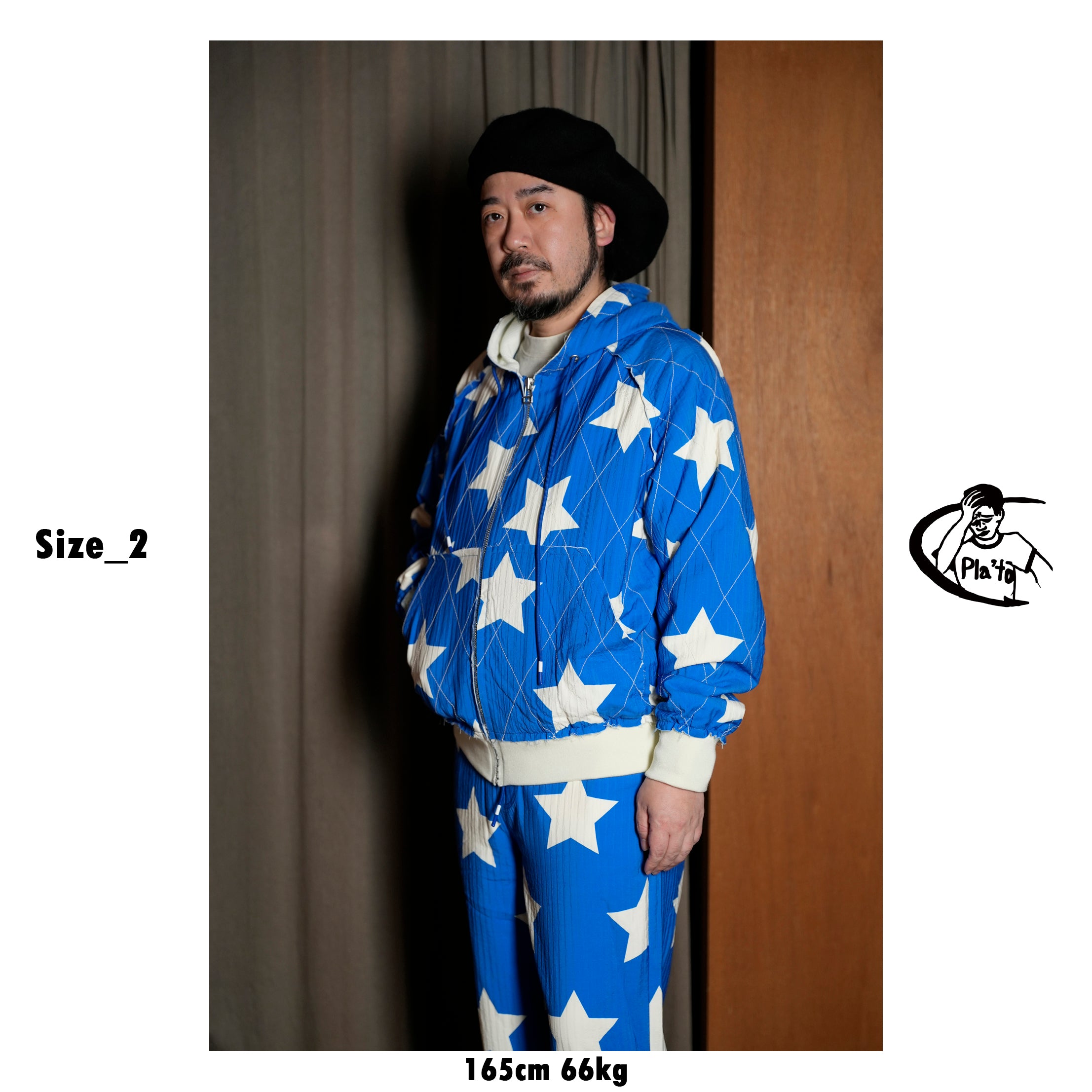 Pla25ssj10_Blue | Star zip-up jacket | Color:Blue【PLATEAU STUDIO_プラトー スタジオ】