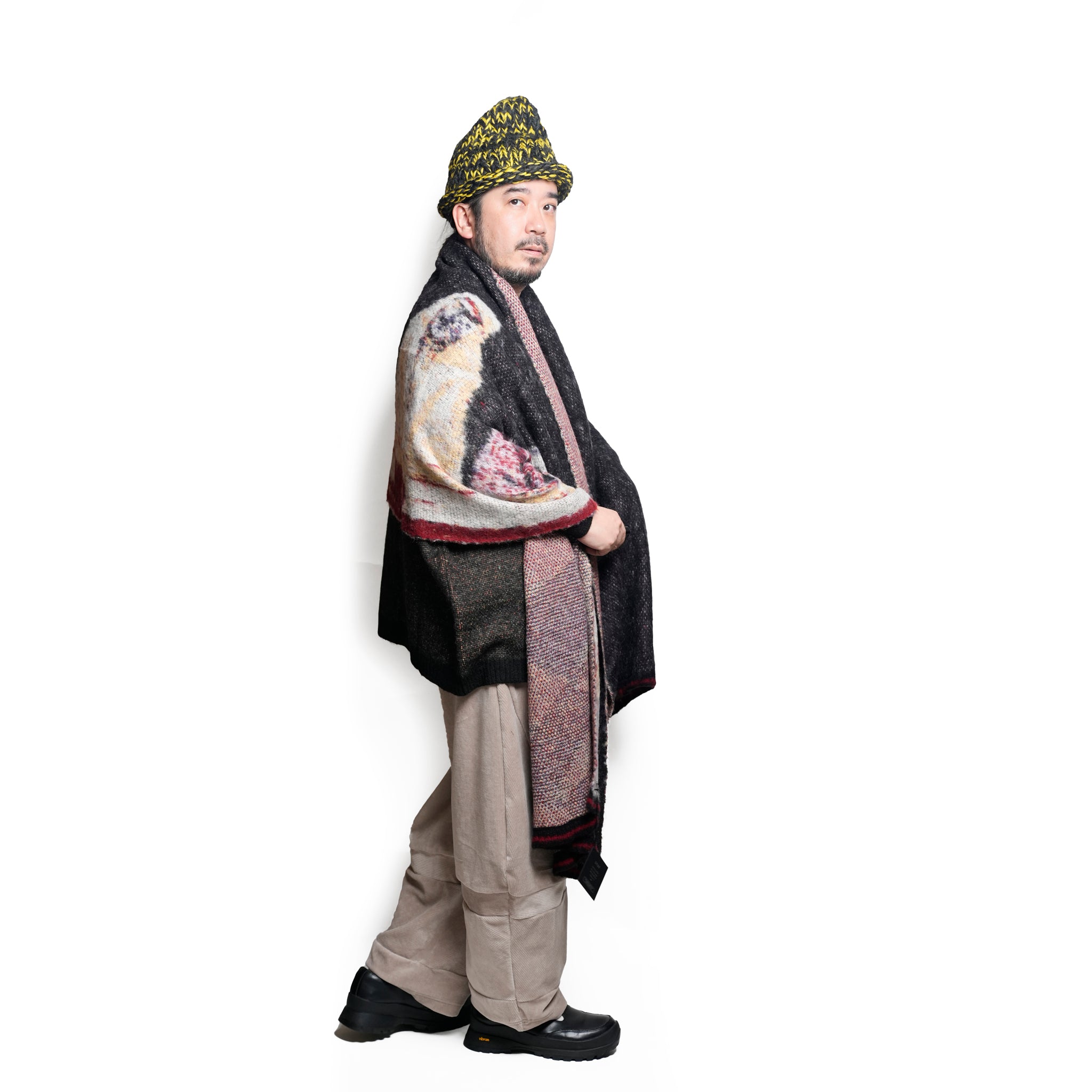 STARS MOHAIR KNIT BLANKET STOLE | Color_Black | No_sf25aw-12_black【STOF_ストフ】
