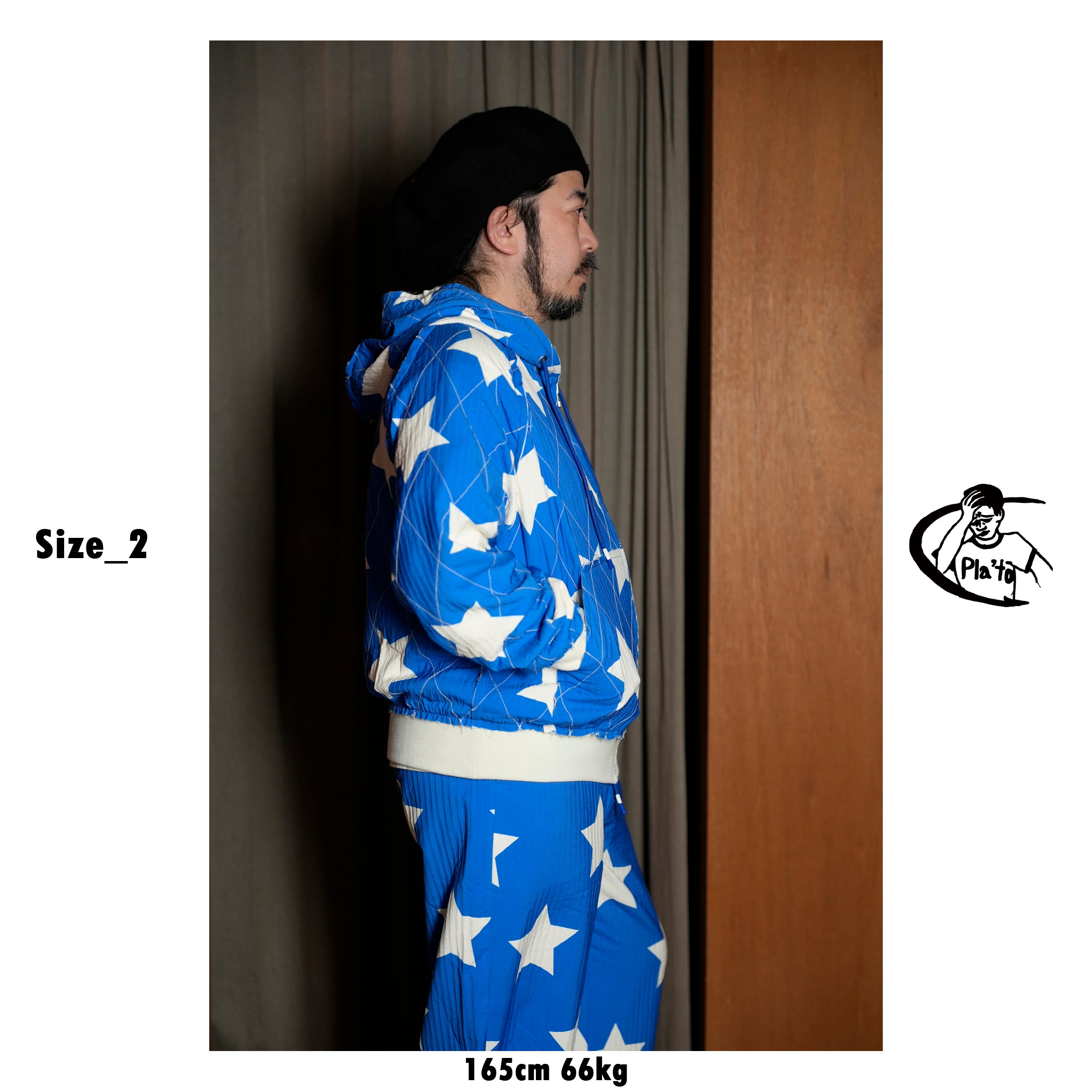 Pla25ssj10_Blue | Star zip-up jacket | Color:Blue【PLATEAU STUDIO_プラトー スタジオ】