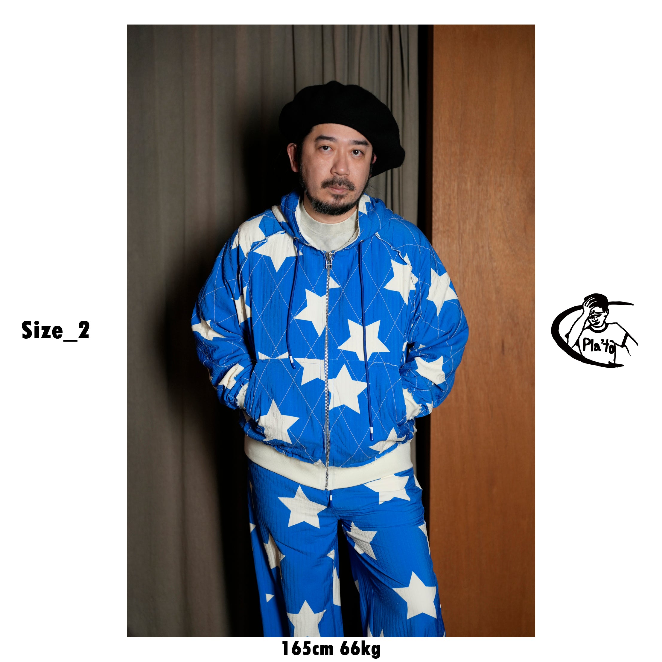 Pla25ssj10_Blue | Star zip-up jacket | Color:Blue【PLATEAU STUDIO_プラトー スタジオ】